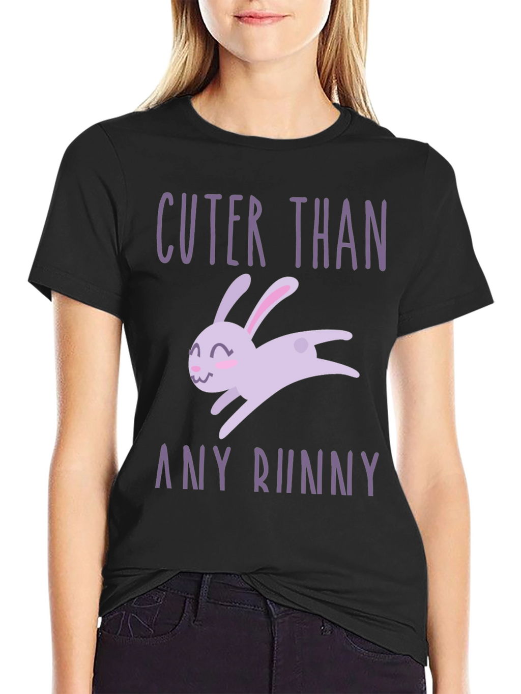 Cuter Than Any Bunny Black Graphic T-Shirt