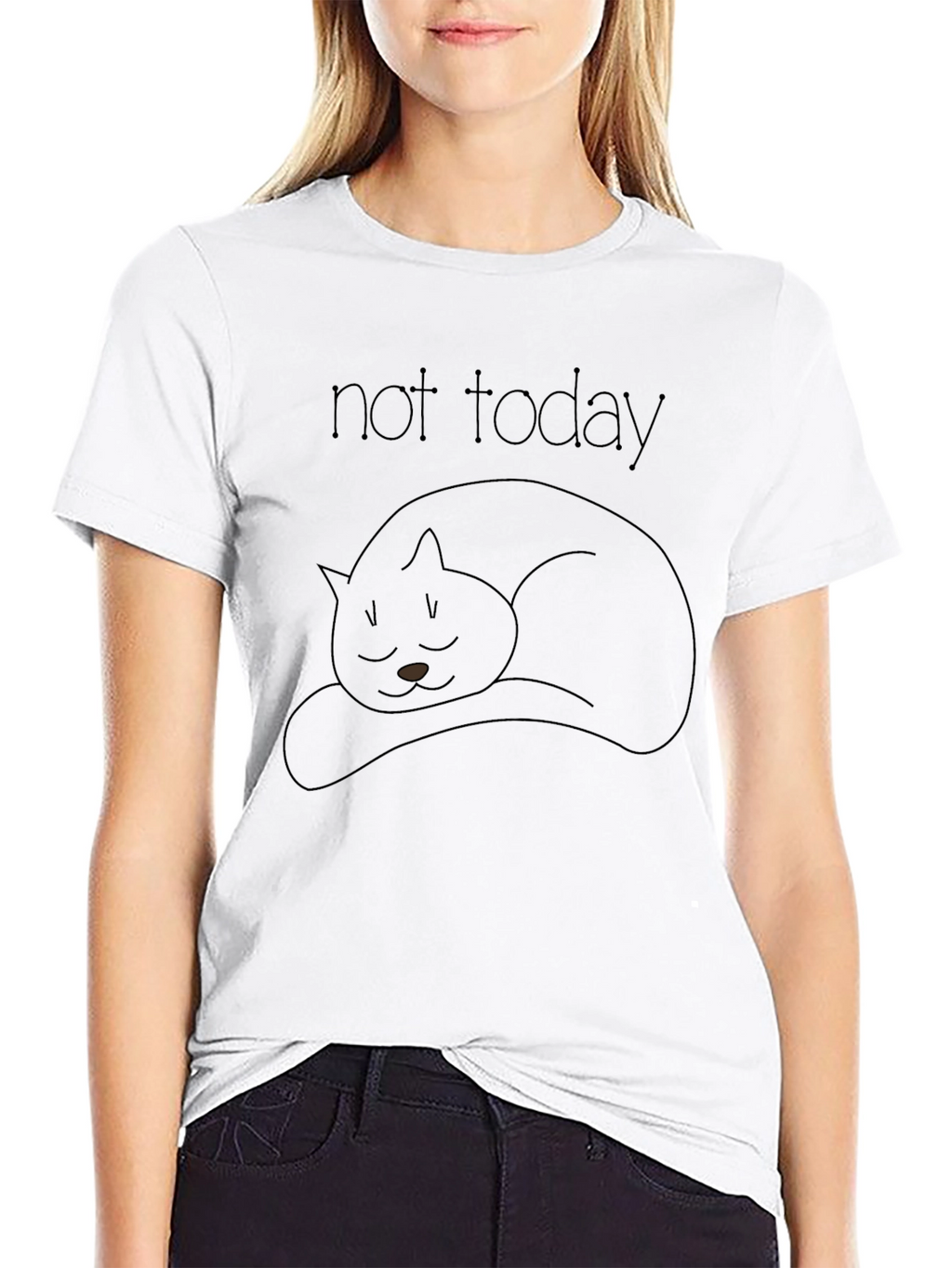 Not Today Black Cat T-Shirt - Unisex Cotton Tee
