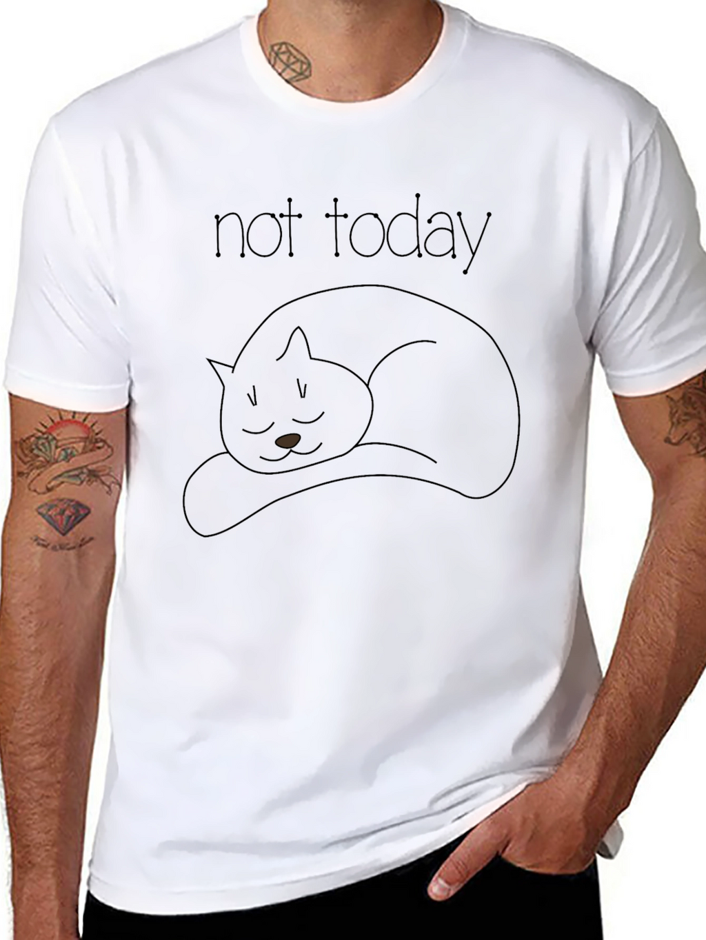 Not Today Black Cat T-Shirt - Unisex Cotton Tee