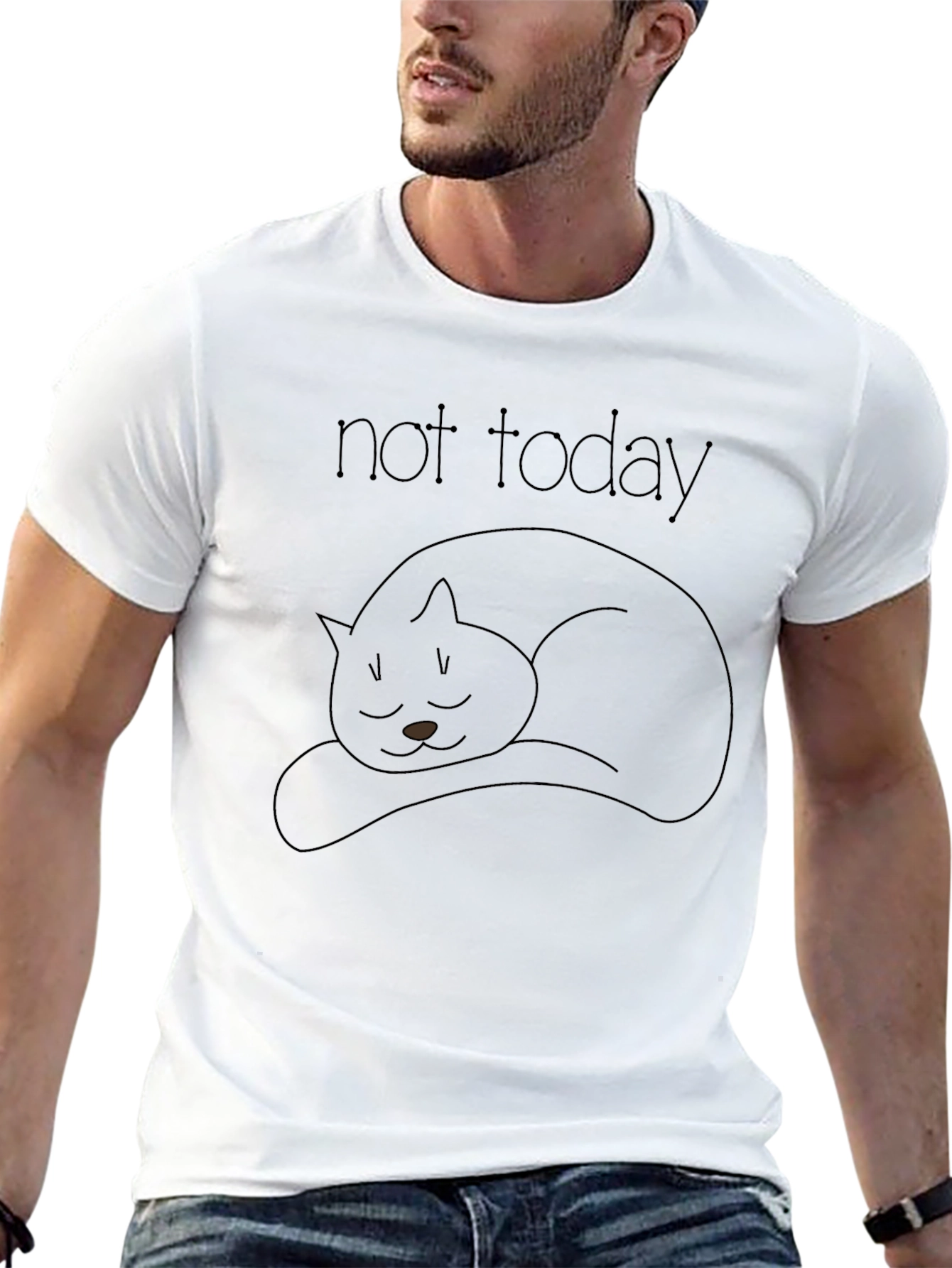 Not Today Black Cat T-Shirt - Unisex Cotton Tee