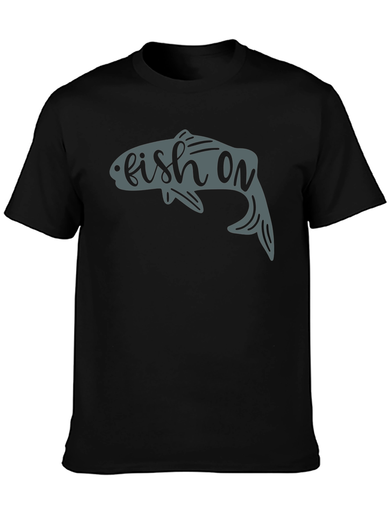 Fish On T-Shirt - Black Graphic Tee for Anglers
