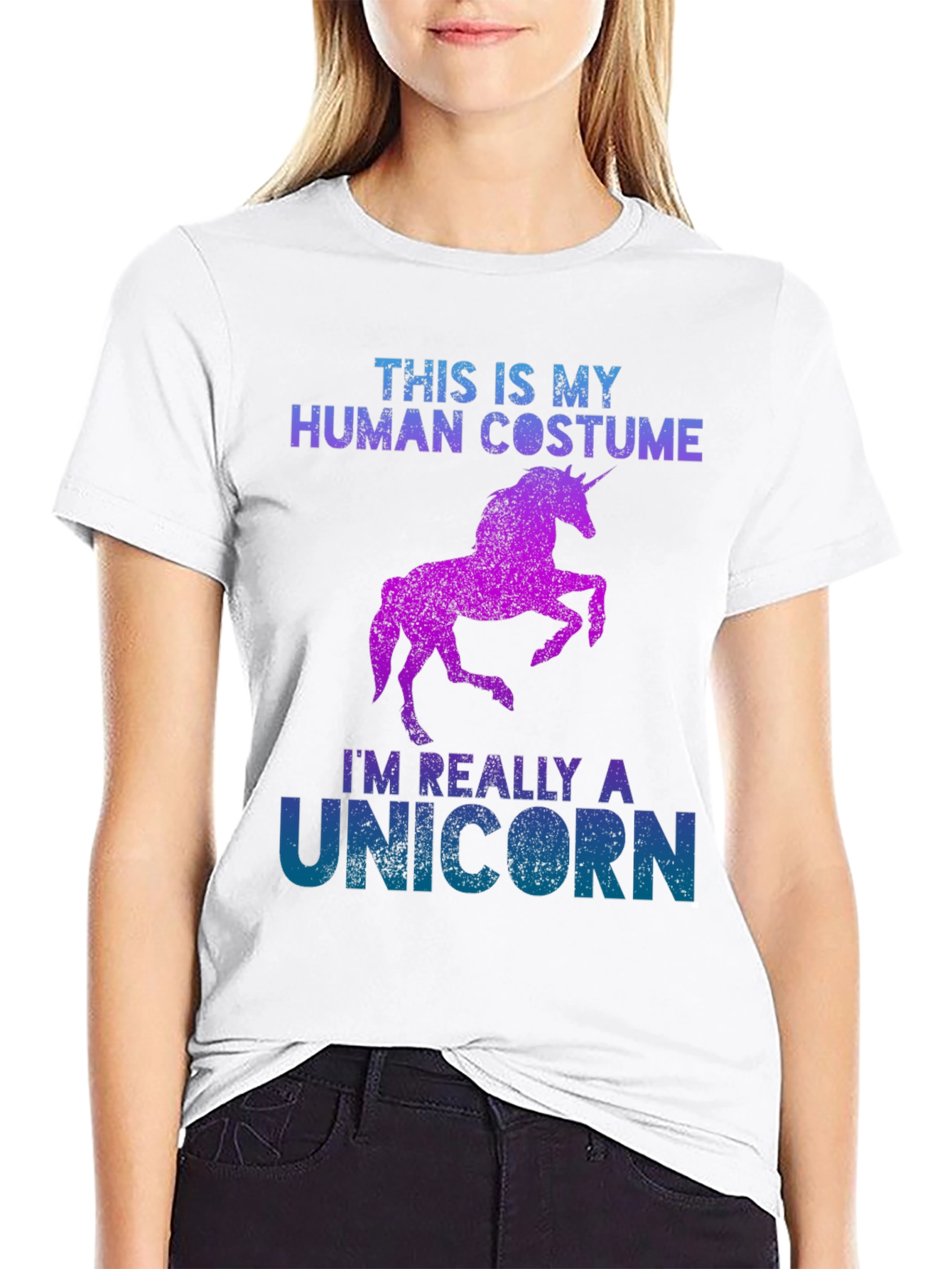 Unicorn Costume T-Shirt Funny Halloween Tee