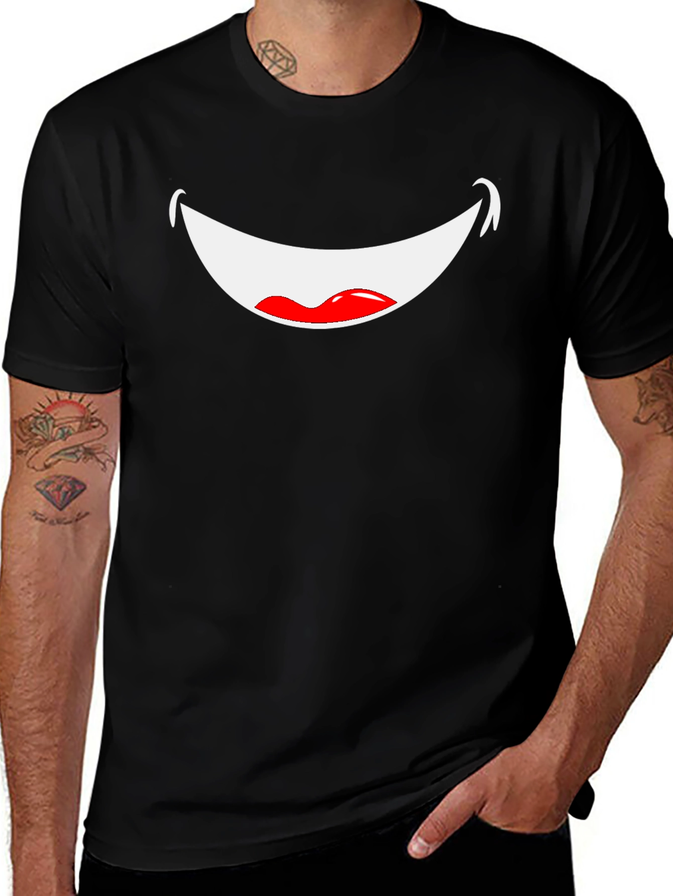 Funny Smile Graphic T-Shirt - Black