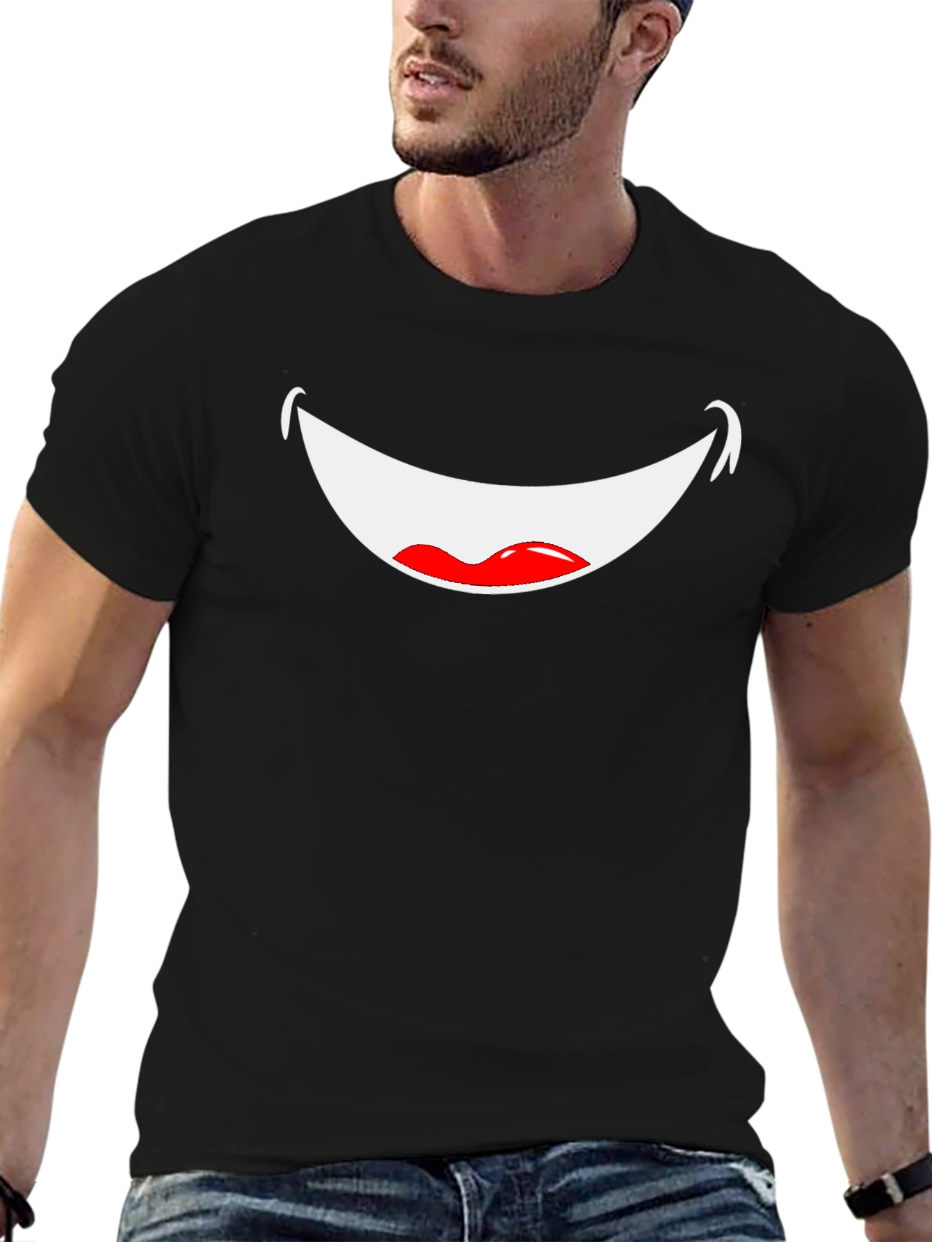 Funny Smile Graphic T-Shirt - Black