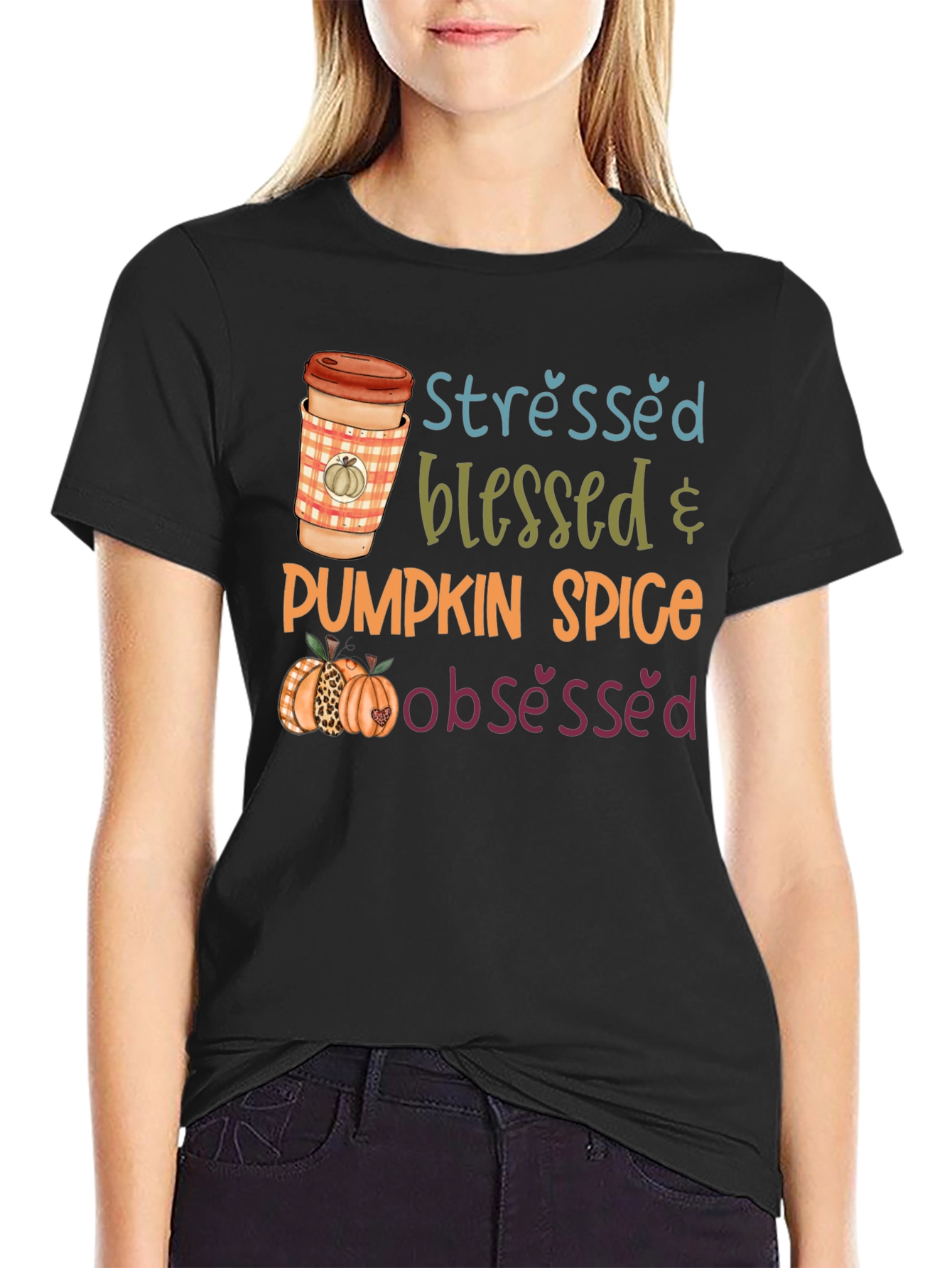 Stressed Blessed Pumpkin Spice Obsessed T-Shirt