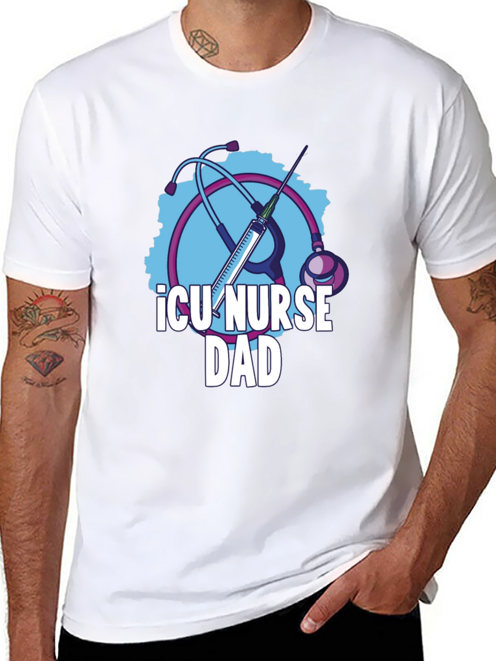 ICU Nurse Dad Graphic T-Shirt