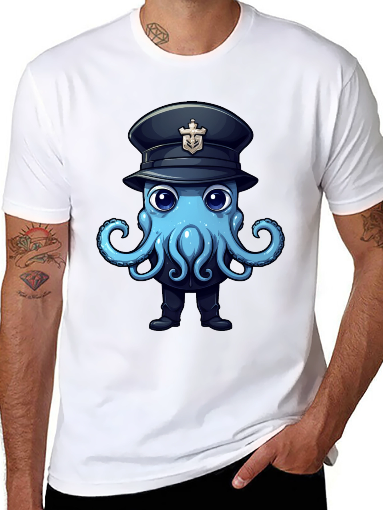 Octopus Captain T-Shirt - Nautical Funny Design