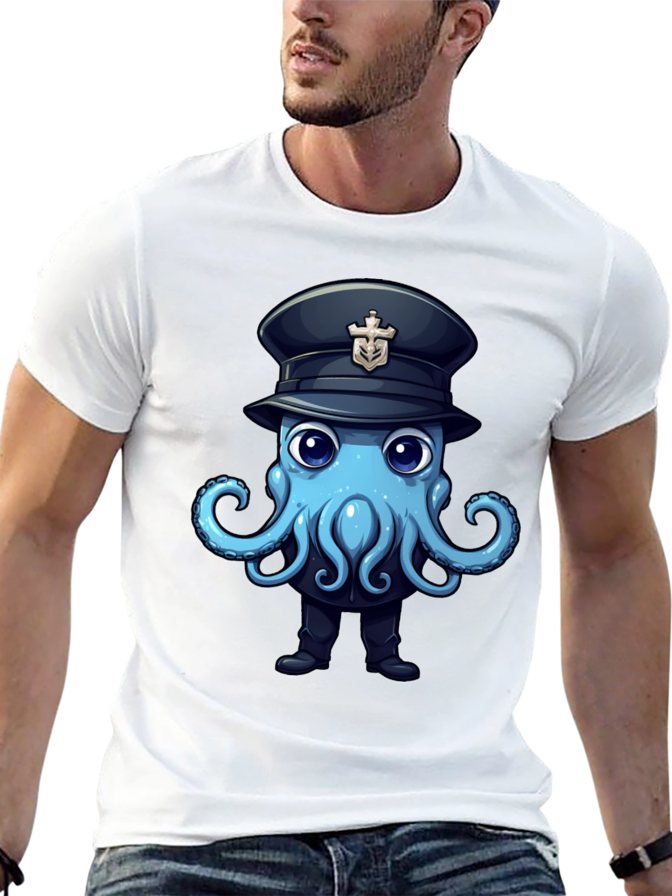 Octopus Captain T-Shirt - Nautical Funny Design