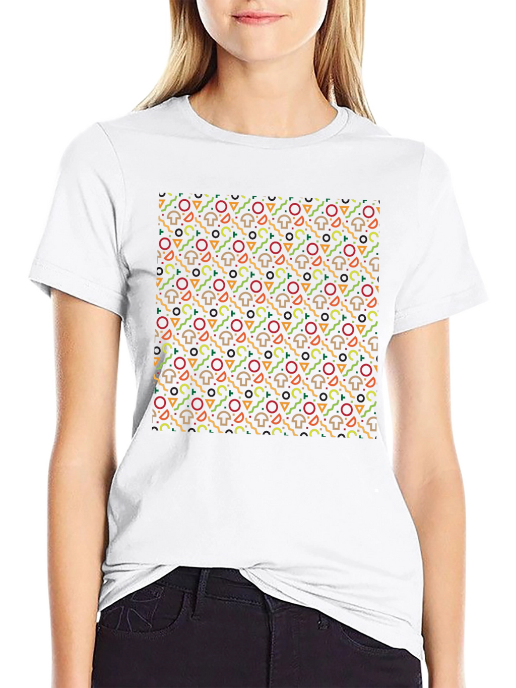 Funky Mushroom Pattern Black T-Shirt