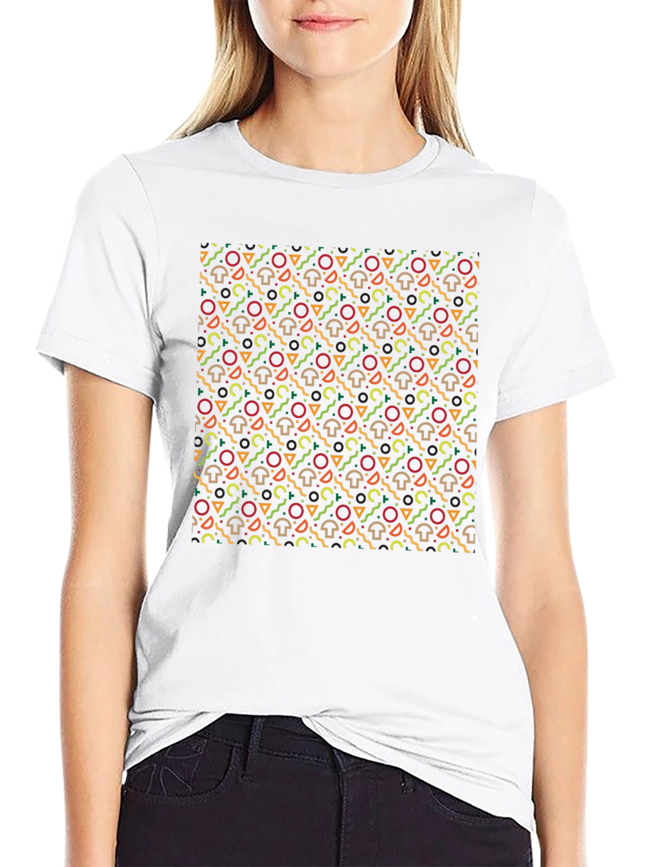 Funky Mushroom Pattern Black T-Shirt