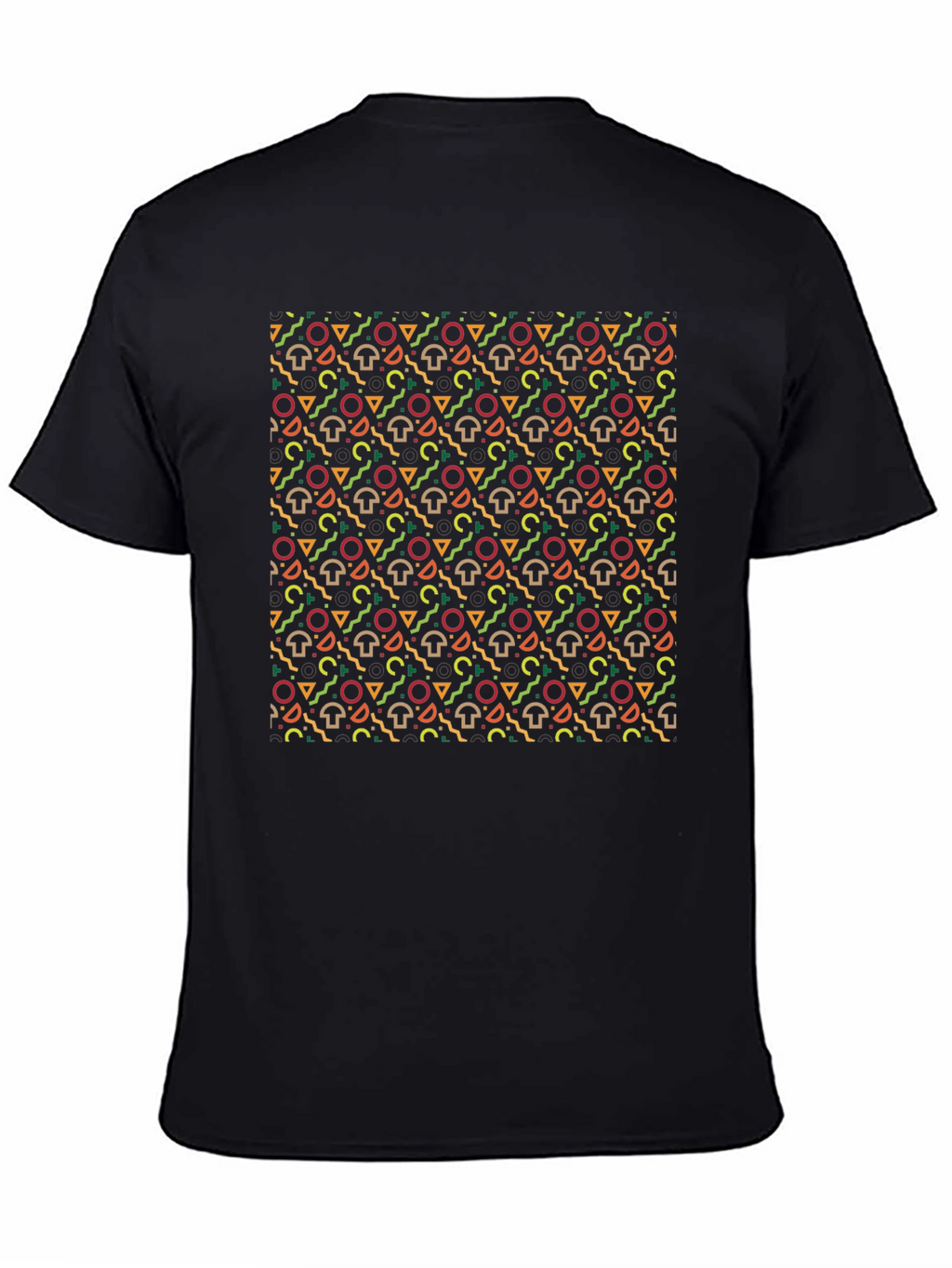 Funky Mushroom Pattern Black T-Shirt