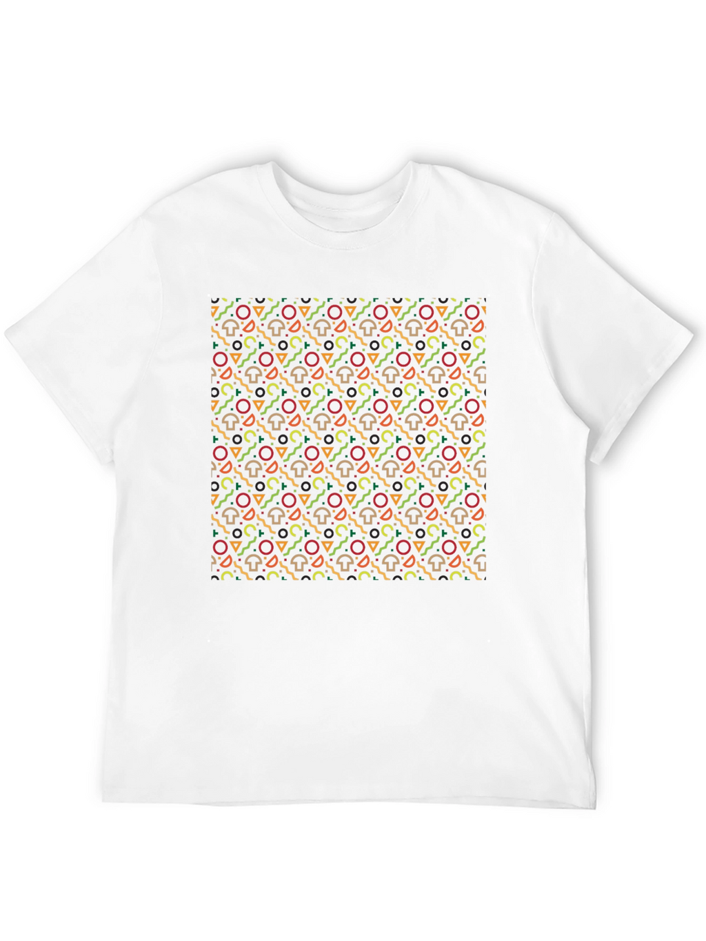 Funky Mushroom Pattern Black T-Shirt