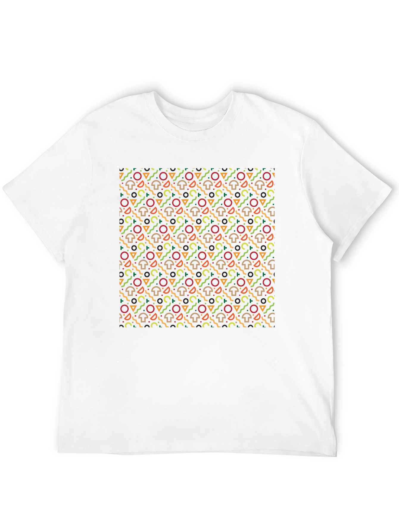 Funky Mushroom Pattern Black T-Shirt