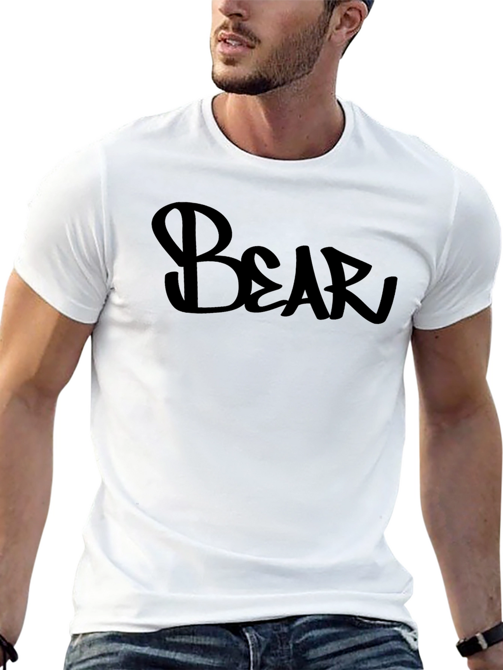 Bold Bear Graphic Print Black T-Shirt