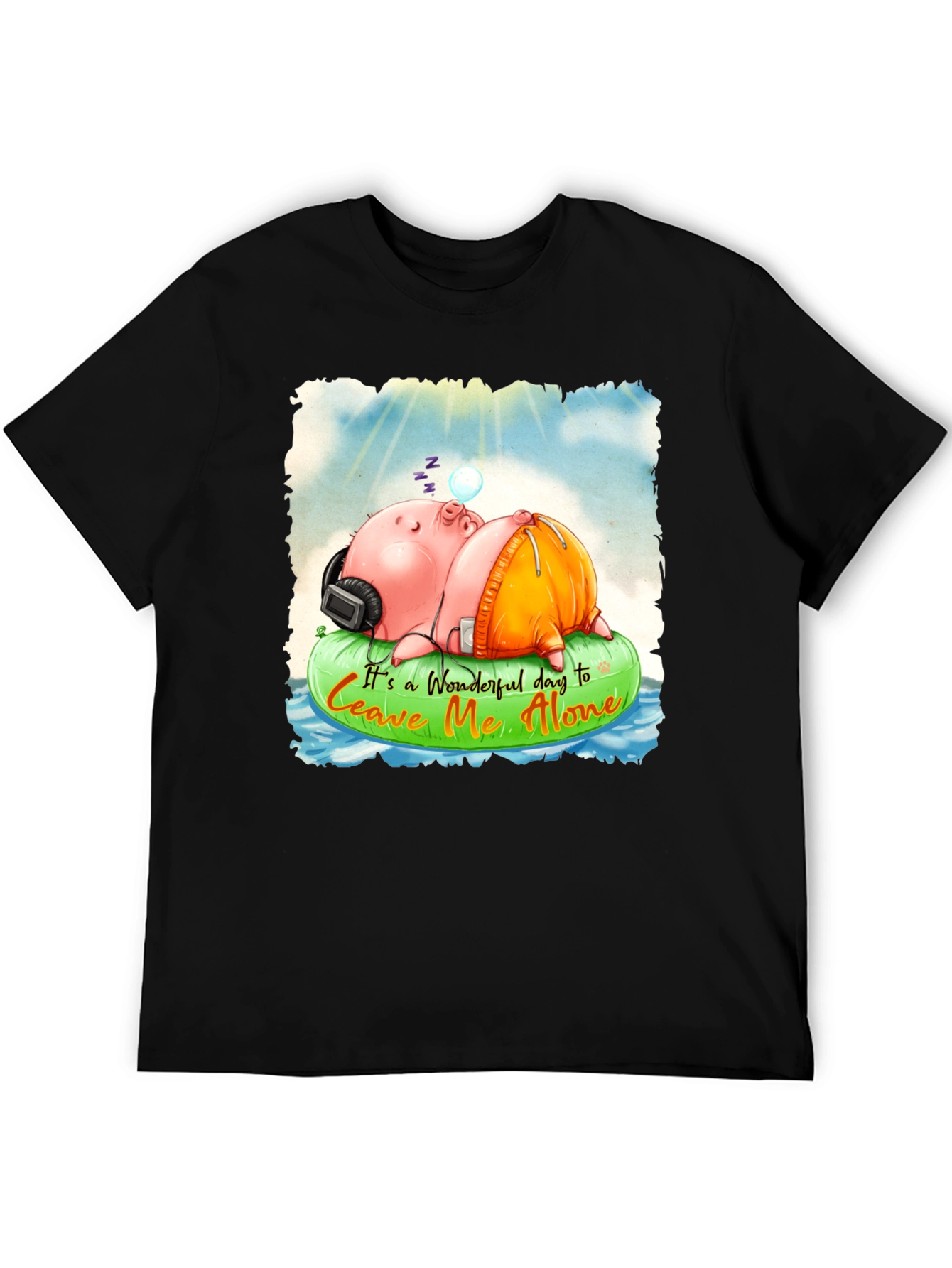 Relaxing Pig Graphic Tee - Leave Me Alone T-Shirt