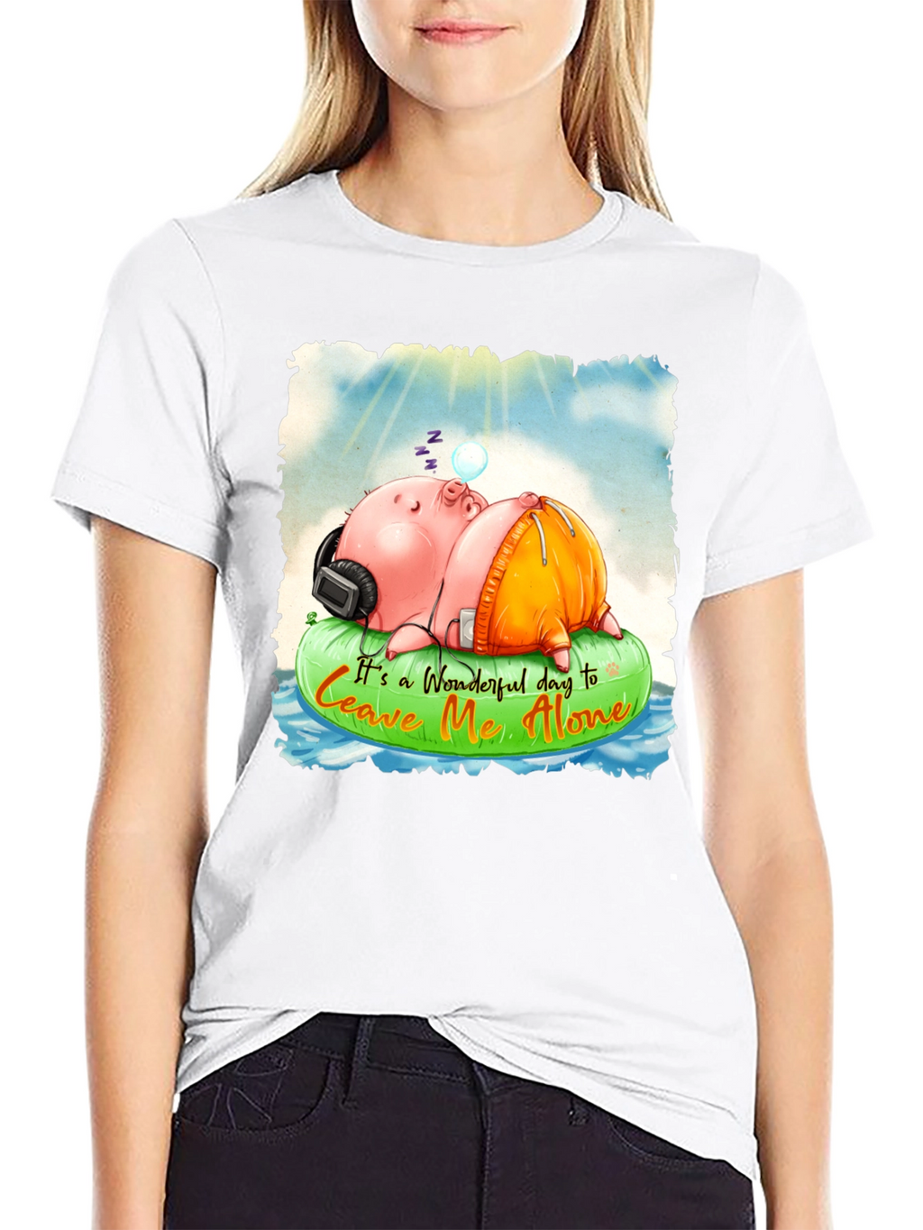 Relaxing Pig Graphic Tee - Leave Me Alone T-Shirt