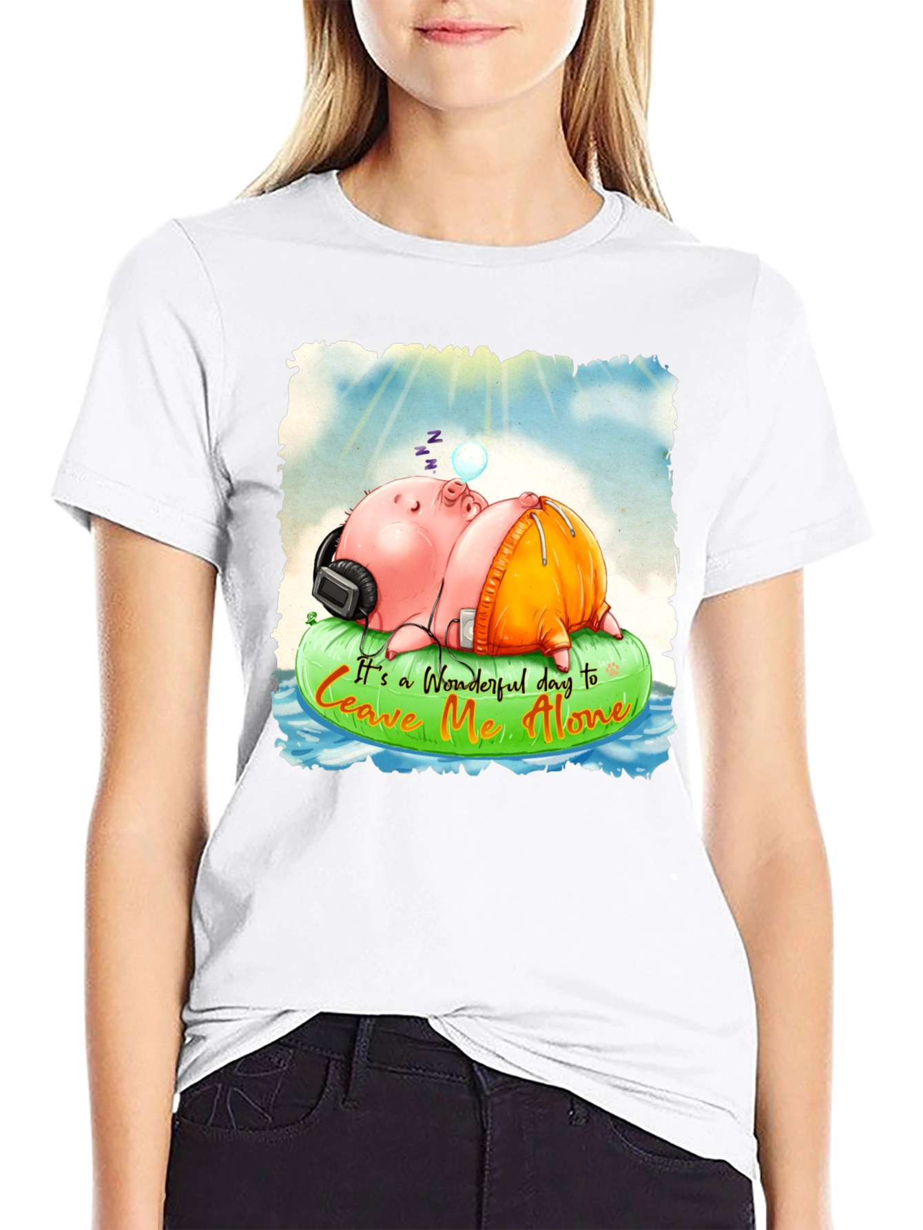 Relaxing Pig Graphic Tee - Leave Me Alone T-Shirt