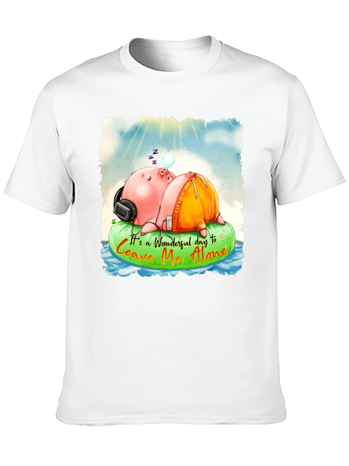 Relaxing Pig Graphic Tee - Leave Me Alone T-Shirt