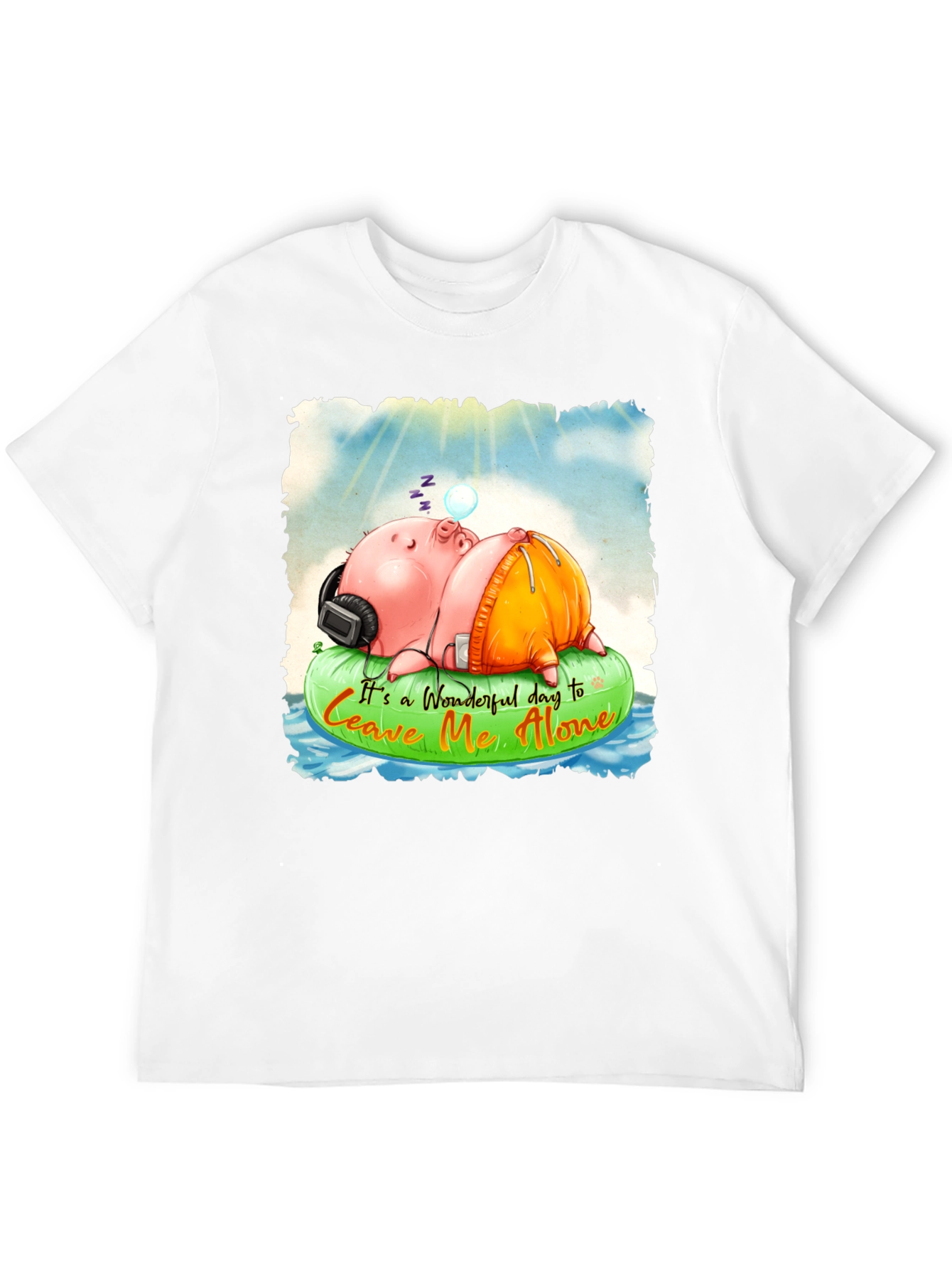 Relaxing Pig Graphic Tee - Leave Me Alone T-Shirt