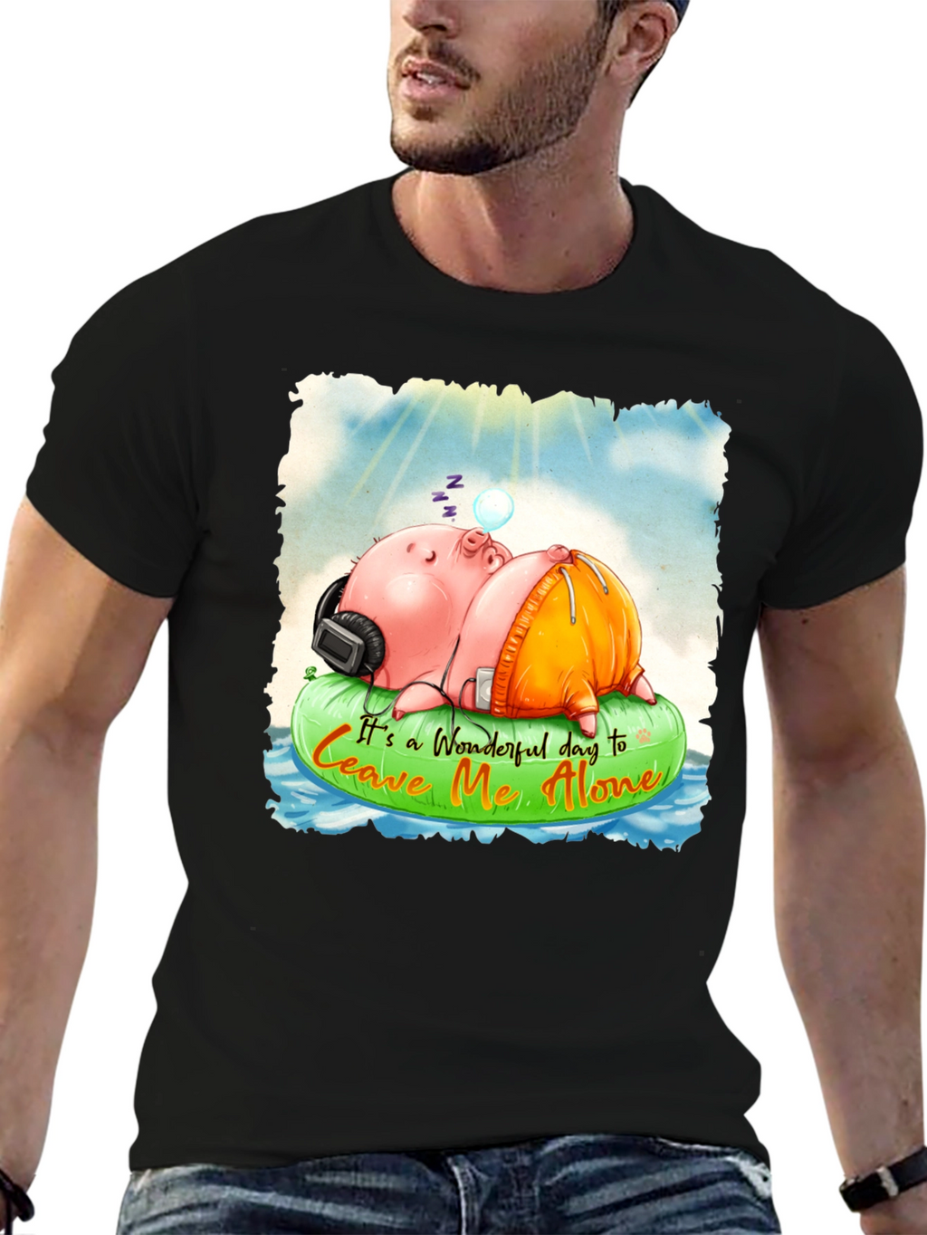 Relaxing Pig Graphic Tee - Leave Me Alone T-Shirt