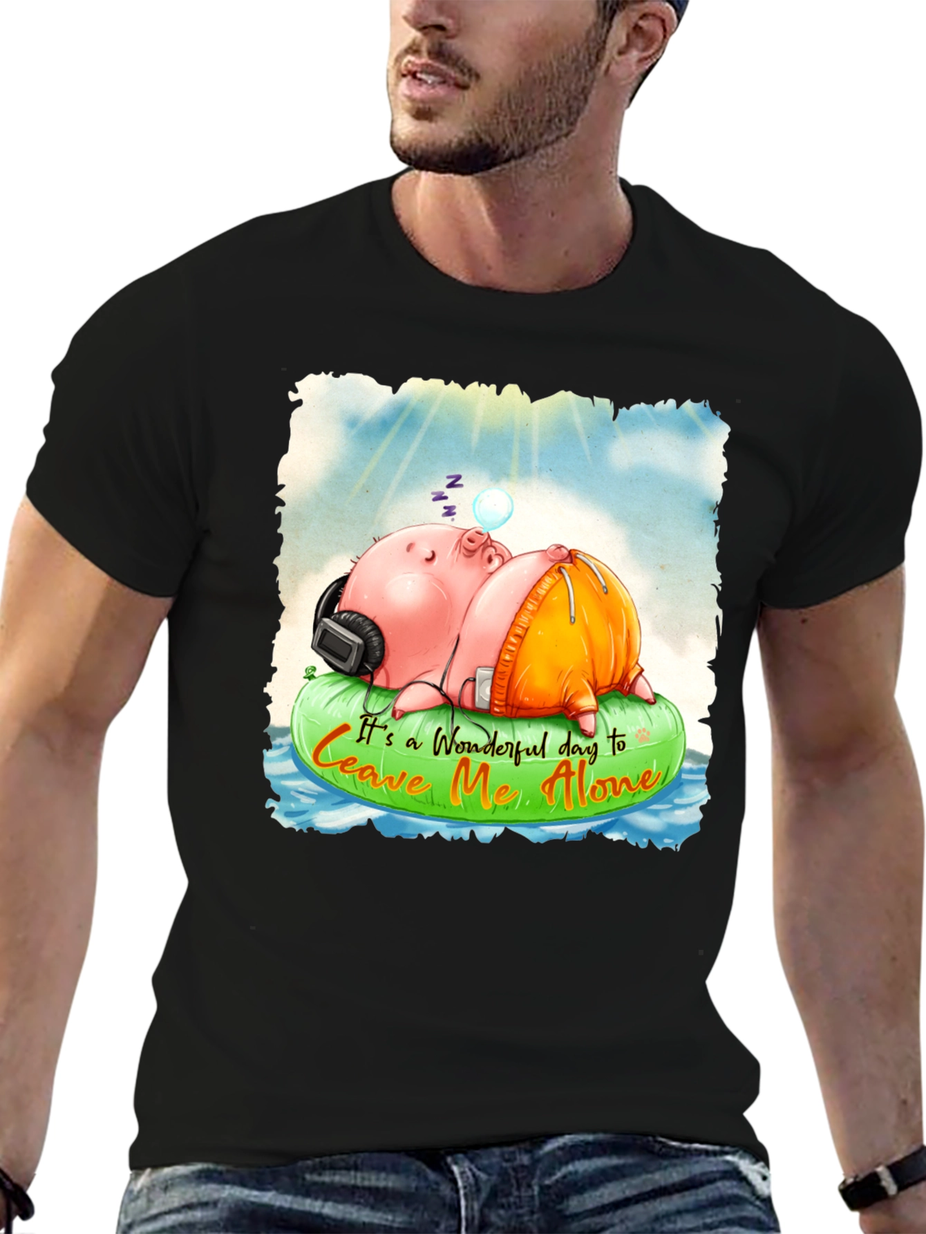 Relaxing Pig Graphic Tee - Leave Me Alone T-Shirt