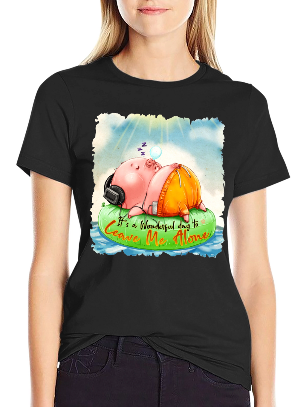 Relaxing Pig Graphic Tee - Leave Me Alone T-Shirt