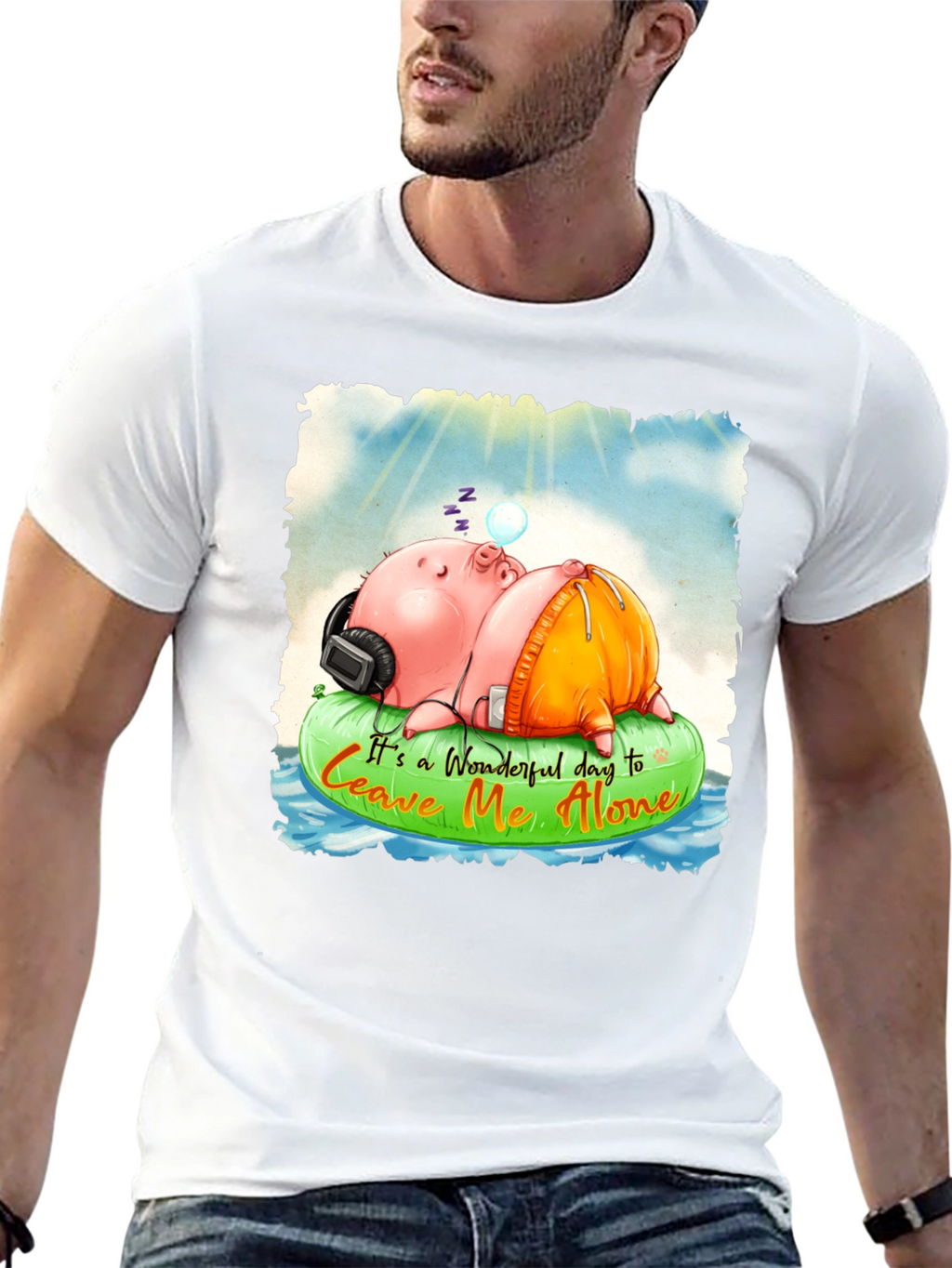 Relaxing Pig Graphic Tee - Leave Me Alone T-Shirt