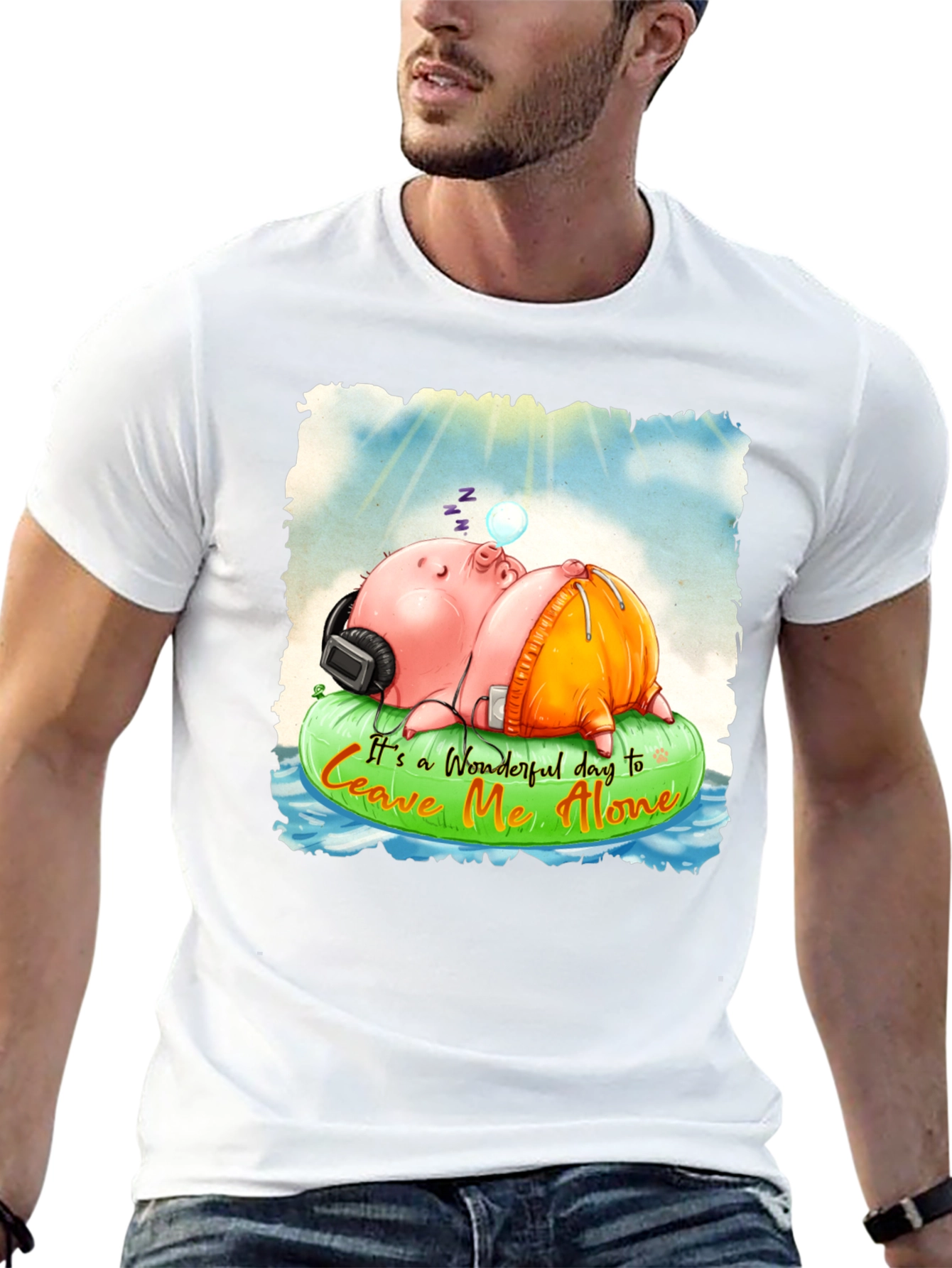 Relaxing Pig Graphic Tee - Leave Me Alone T-Shirt