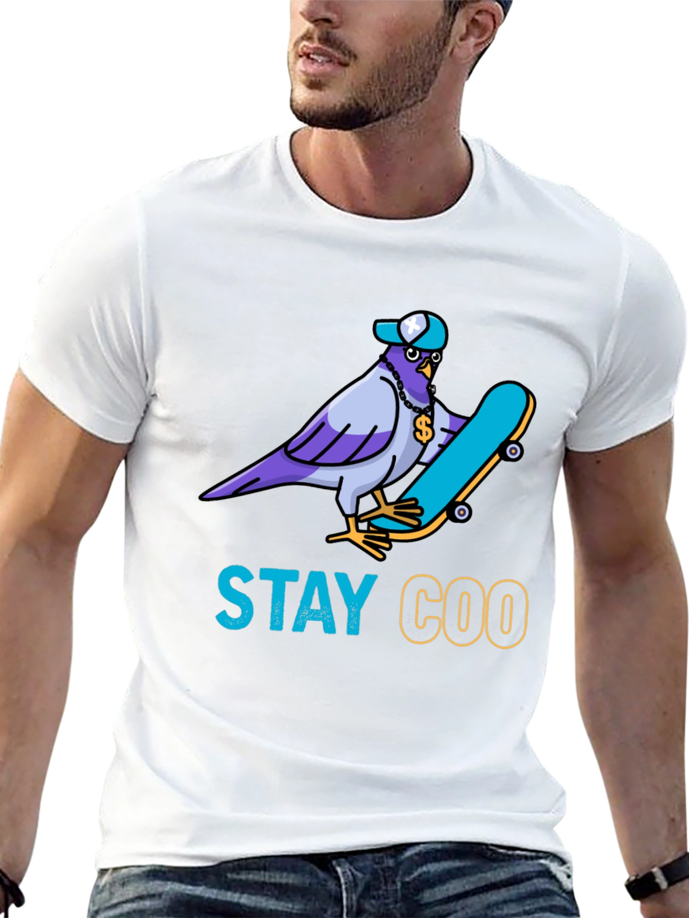 Stay Coo T-Shirt - Skater Pigeon Graphic Tee