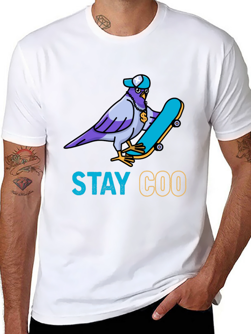 Stay Coo T-Shirt - Skater Pigeon Graphic Tee