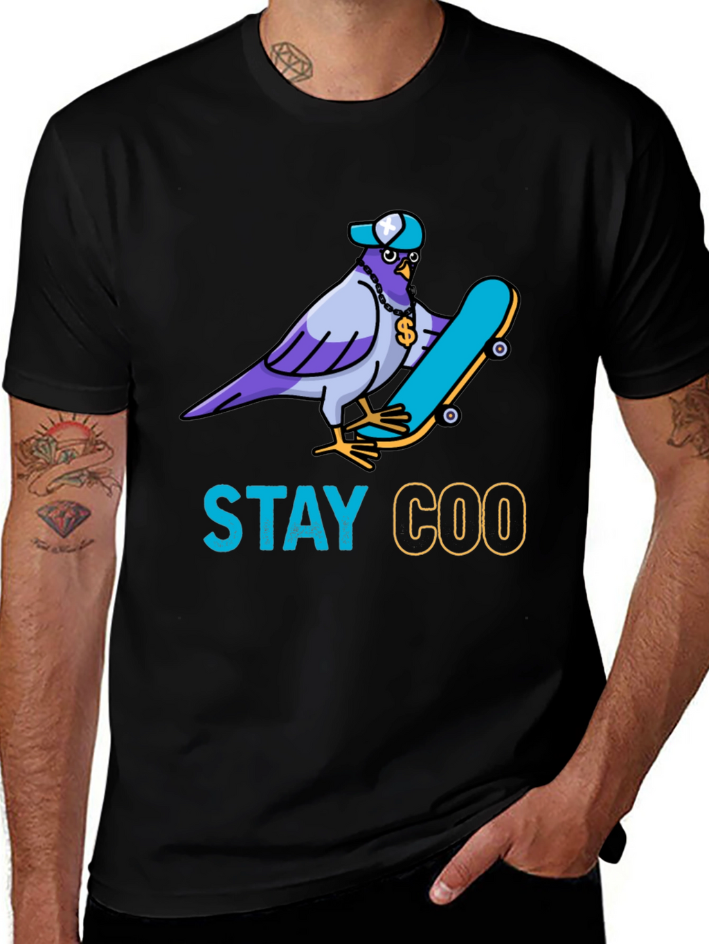 Stay Coo T-Shirt - Skater Pigeon Graphic Tee