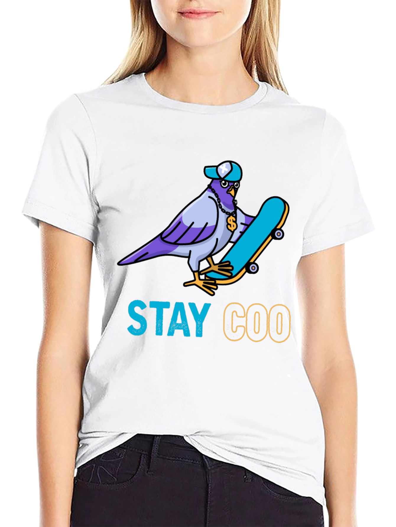 Stay Coo T-Shirt - Skater Pigeon Graphic Tee