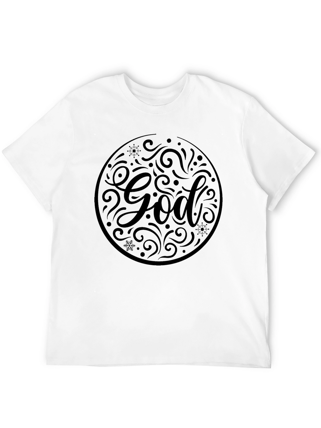 Mens Black God Graphic Print Crew Neck T-Shirt