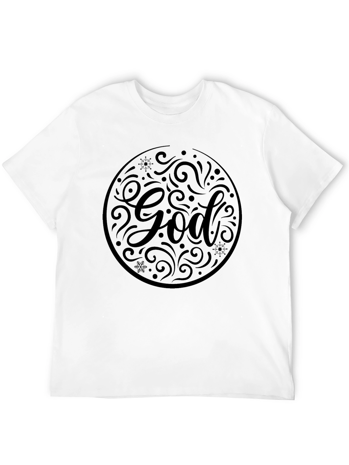 Mens Black God Graphic Print Crew Neck T-Shirt