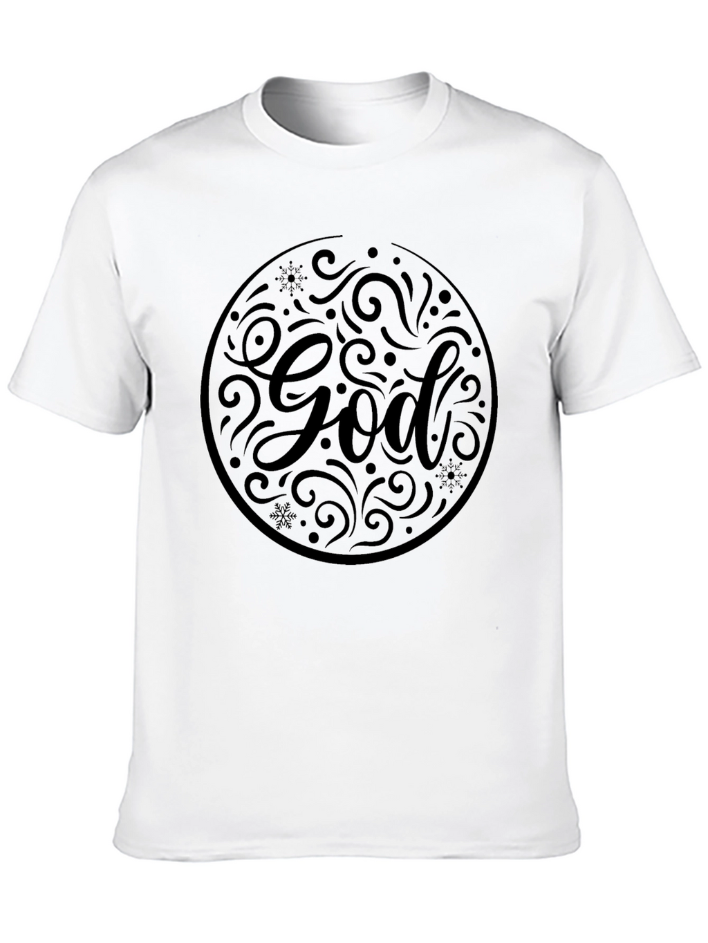 Mens Black God Graphic Print Crew Neck T-Shirt