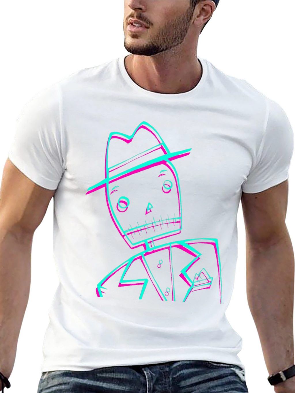 Retro Glitch Skeleton Graphic Tee