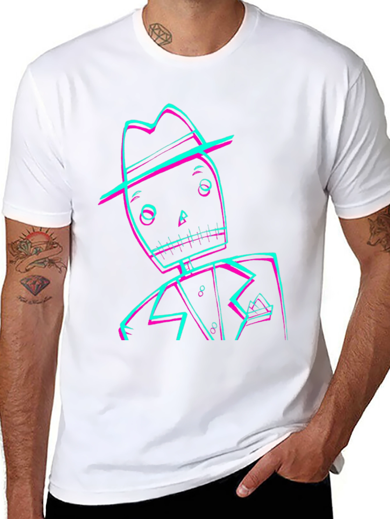 Retro Glitch Skeleton Graphic Tee