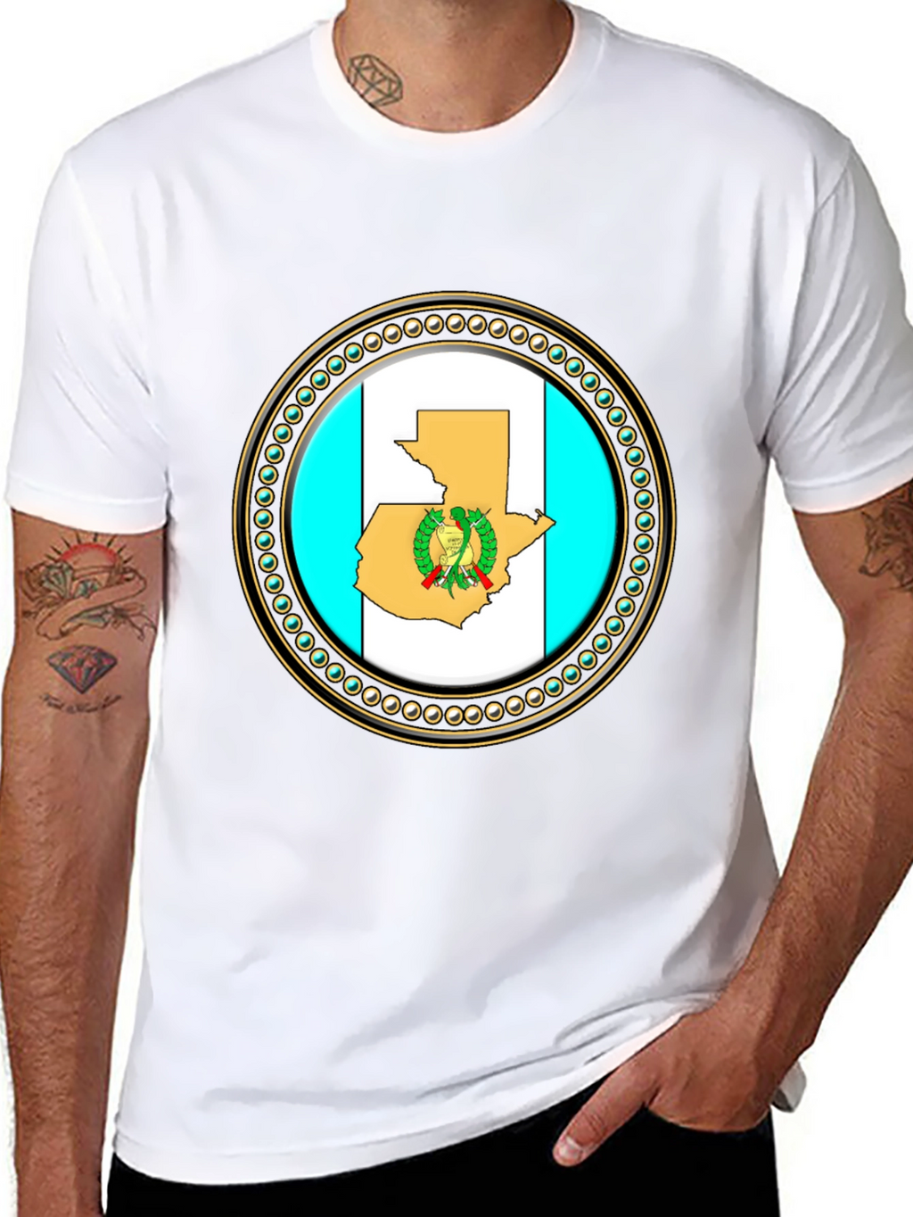 Guatemala Flag T-Shirt - Black Cotton Graphic Tee