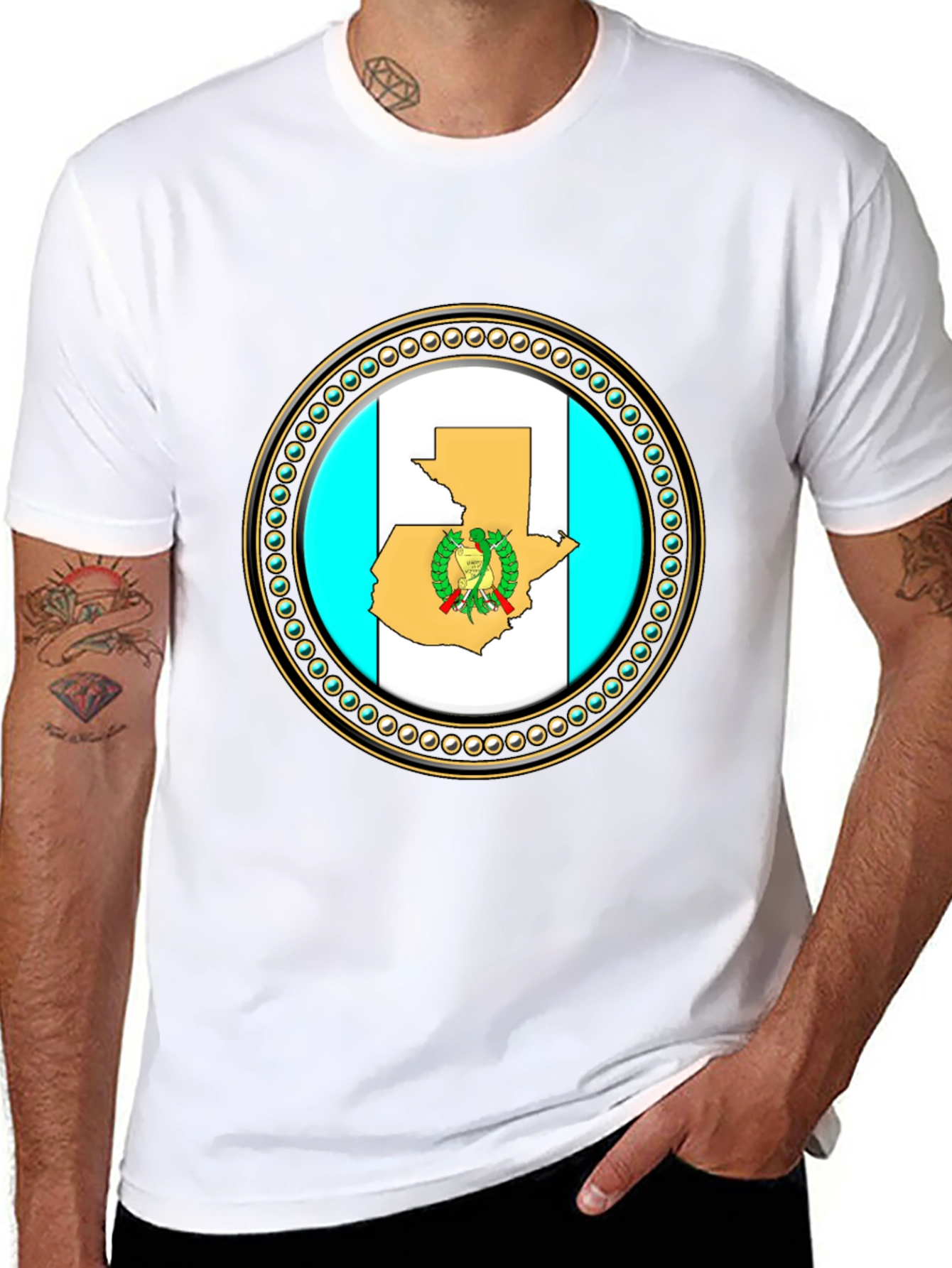 Guatemala Flag T-Shirt - Black Cotton Graphic Tee