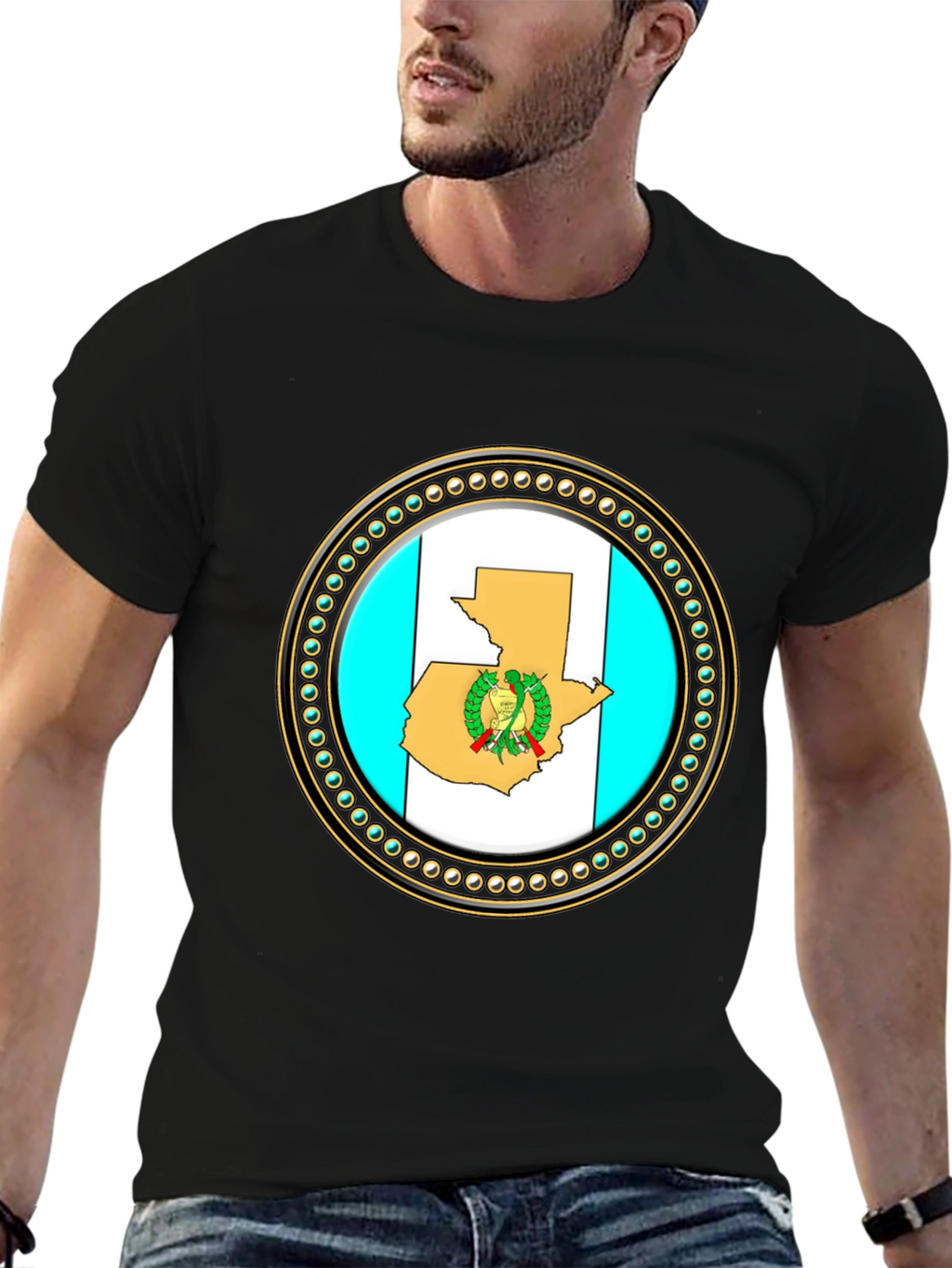 Guatemala Flag T-Shirt - Black Cotton Graphic Tee