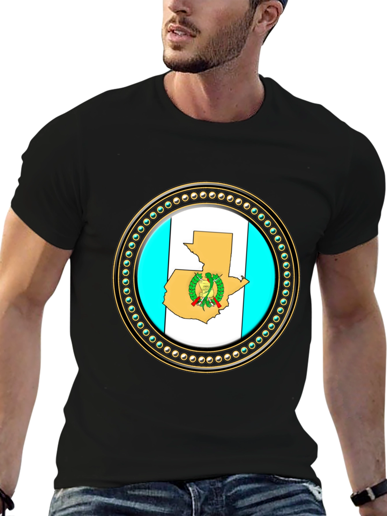 Guatemala Flag T-Shirt - Black Cotton Graphic Tee
