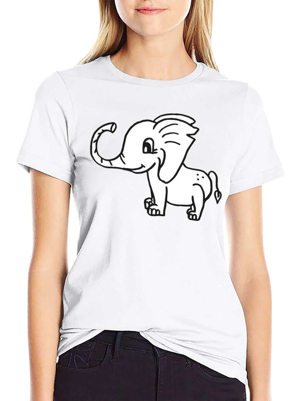 Cute Elephant Graphic Black T-Shirt