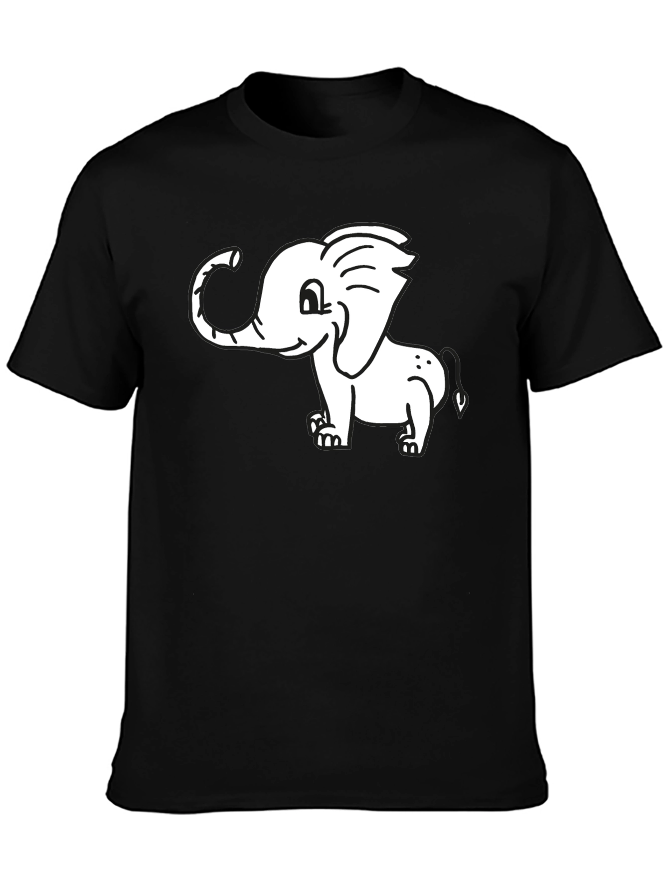 Cute Elephant Graphic Black T-Shirt