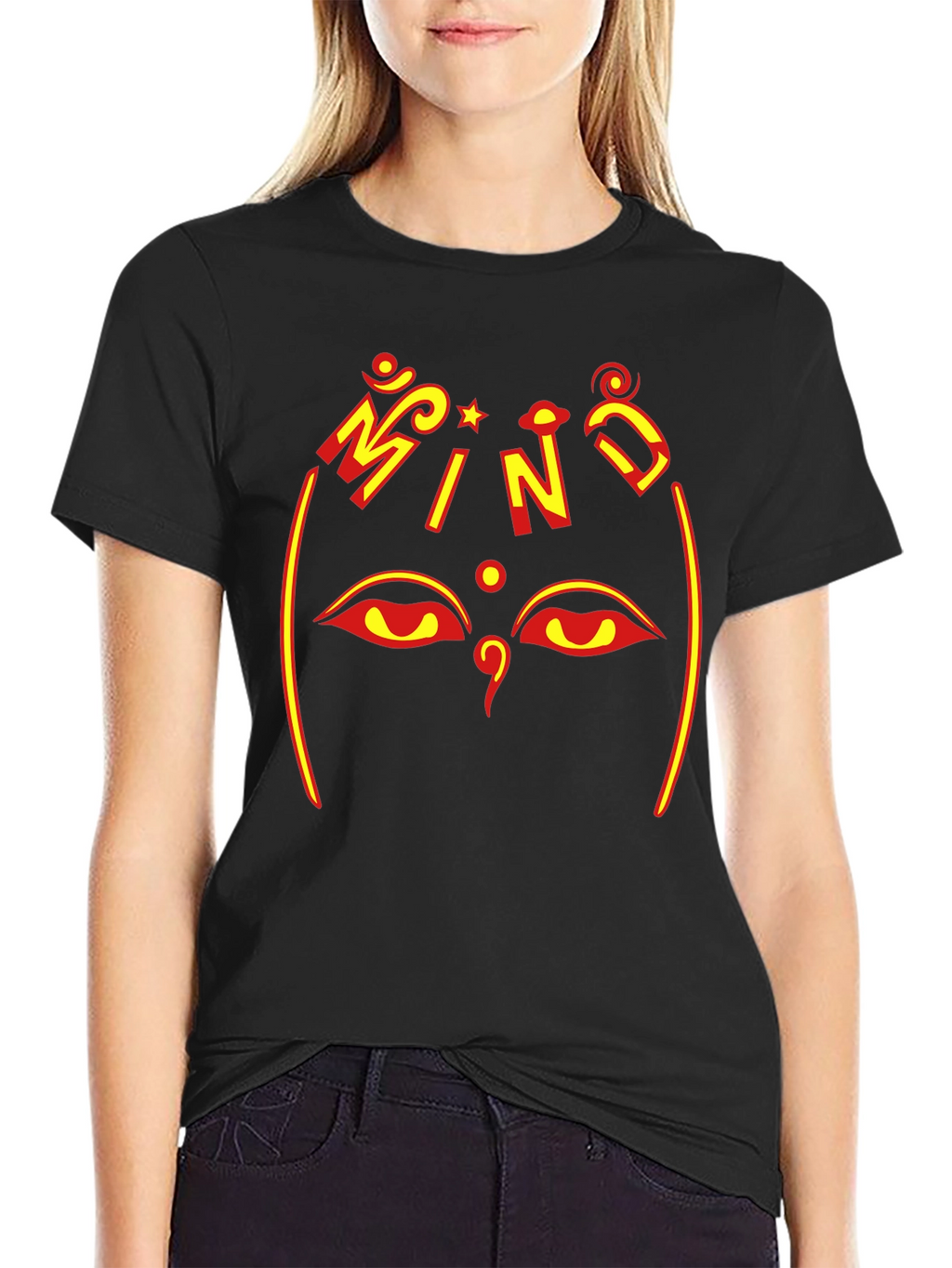 Mind Tee - Graphic Print Black Cotton T-Shirt