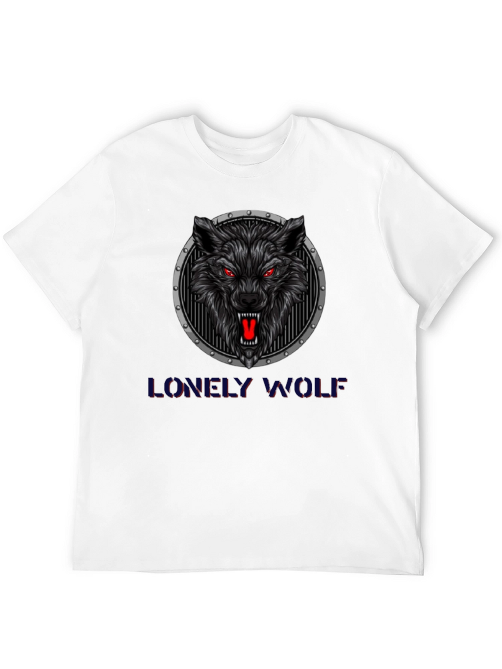 Lonely Wolf Graphic Print Black T-Shirt