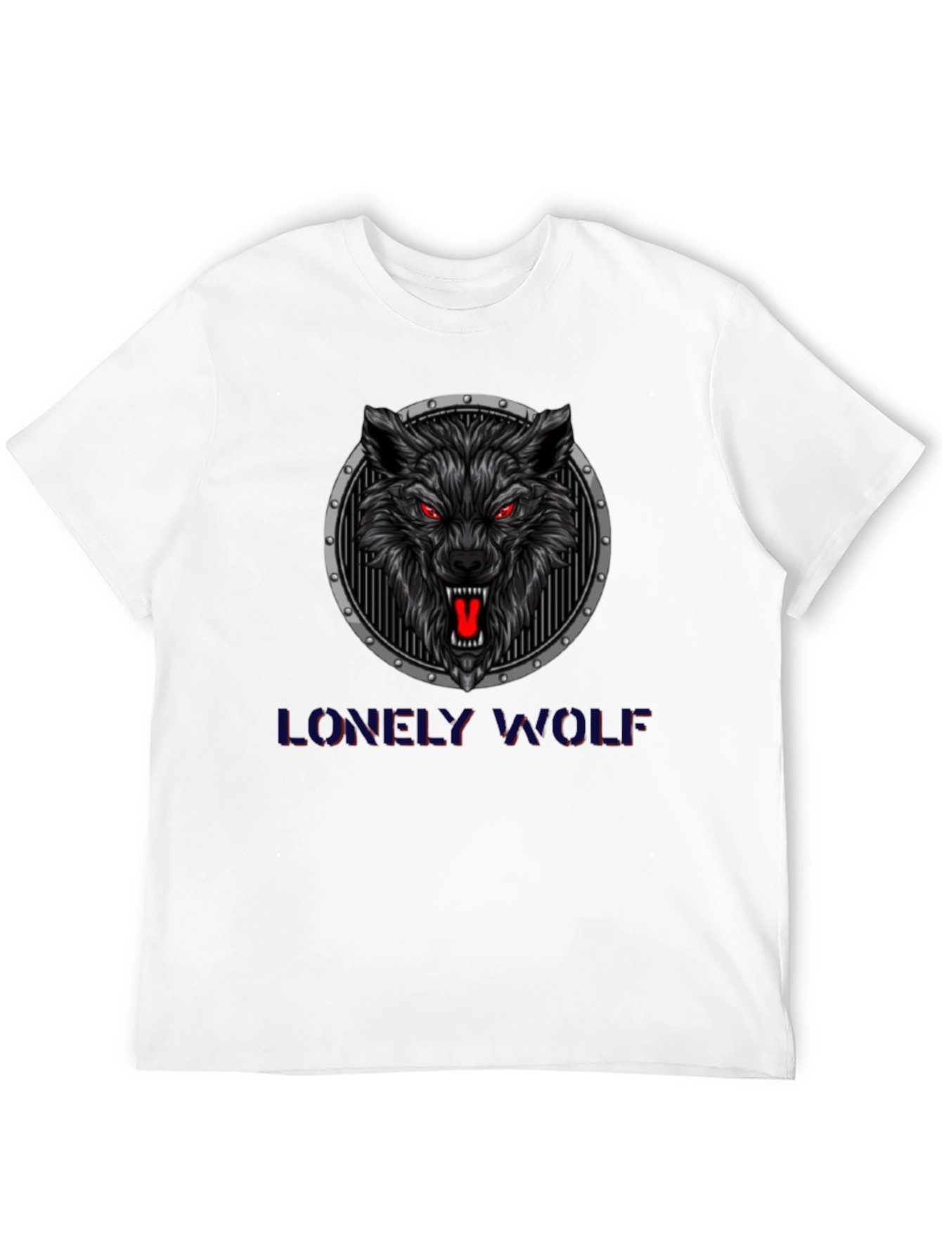 Lonely Wolf Graphic Print Black T-Shirt