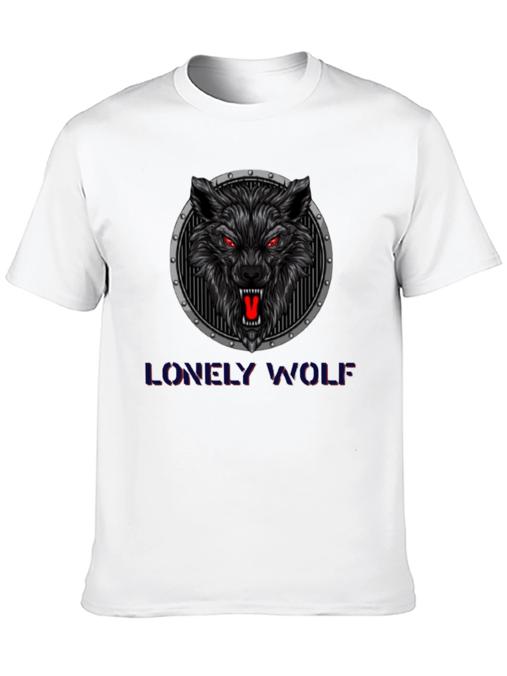 Lonely Wolf Graphic Print Black T-Shirt