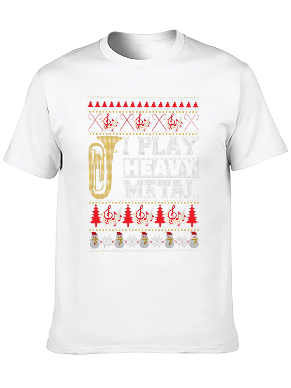 I Play Heavy Metal Ugly Christmas Sweater Style T-Shirt