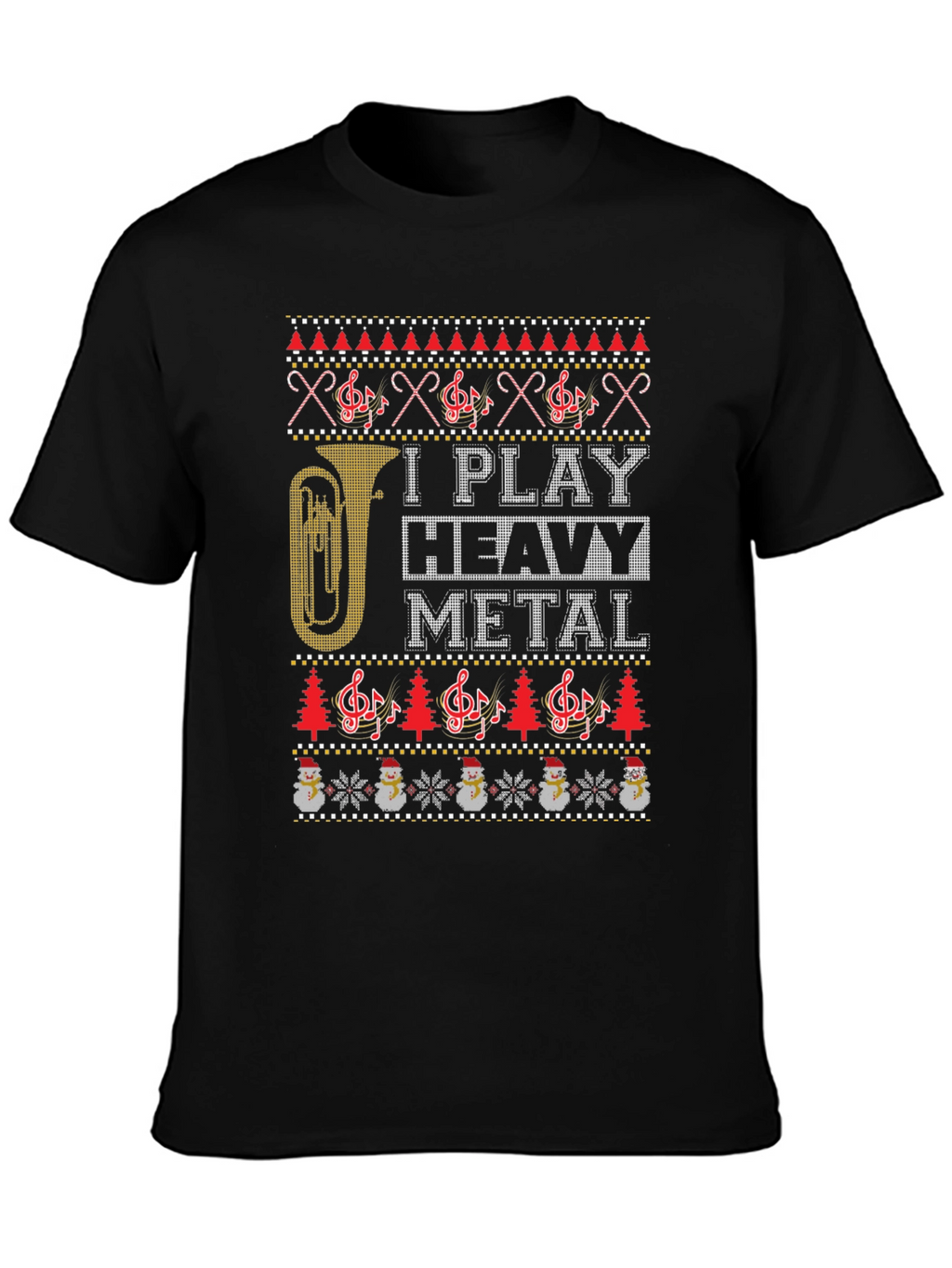 I Play Heavy Metal Ugly Christmas Sweater Style T-Shirt
