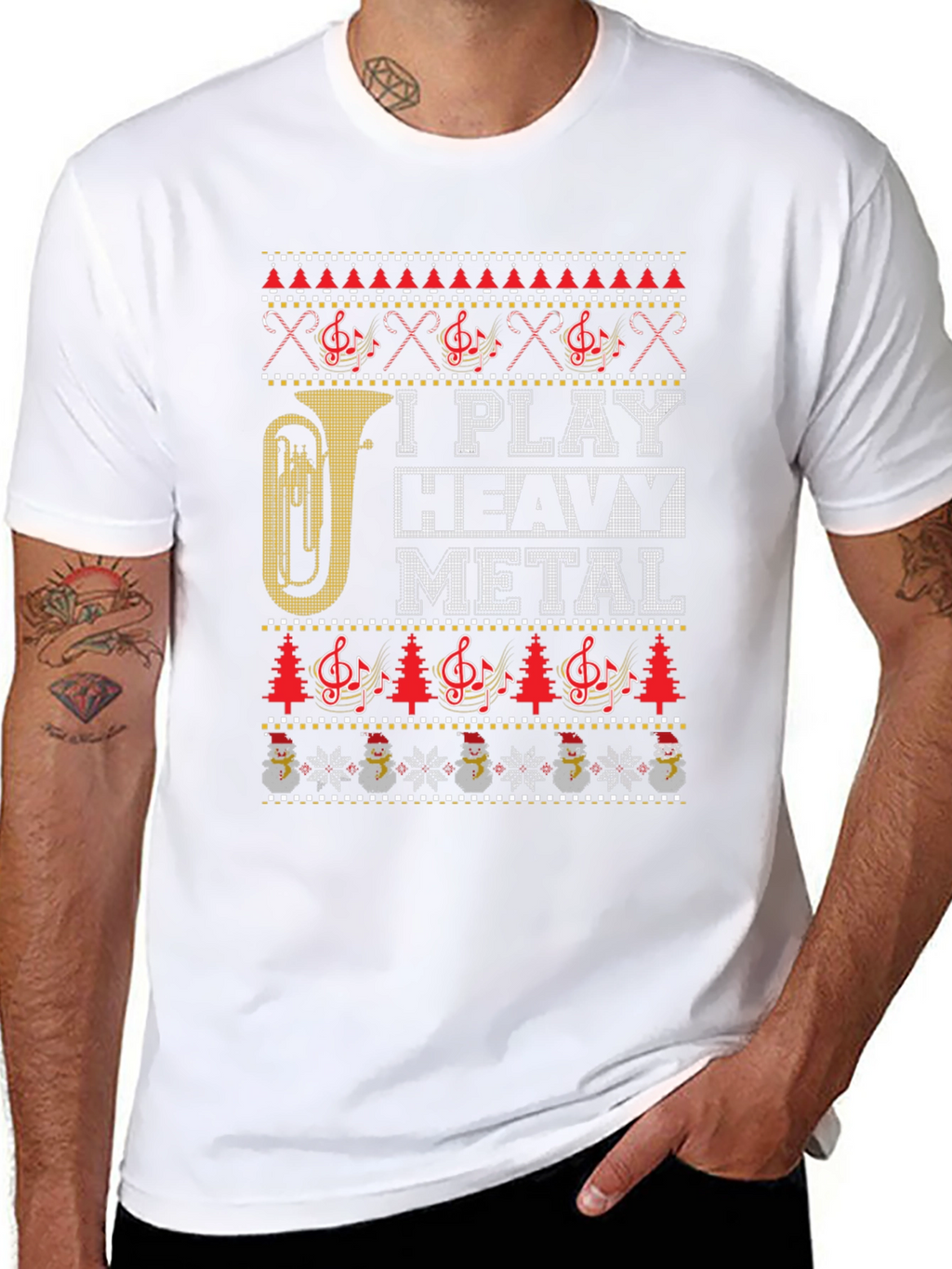 I Play Heavy Metal Ugly Christmas Sweater Style T-Shirt